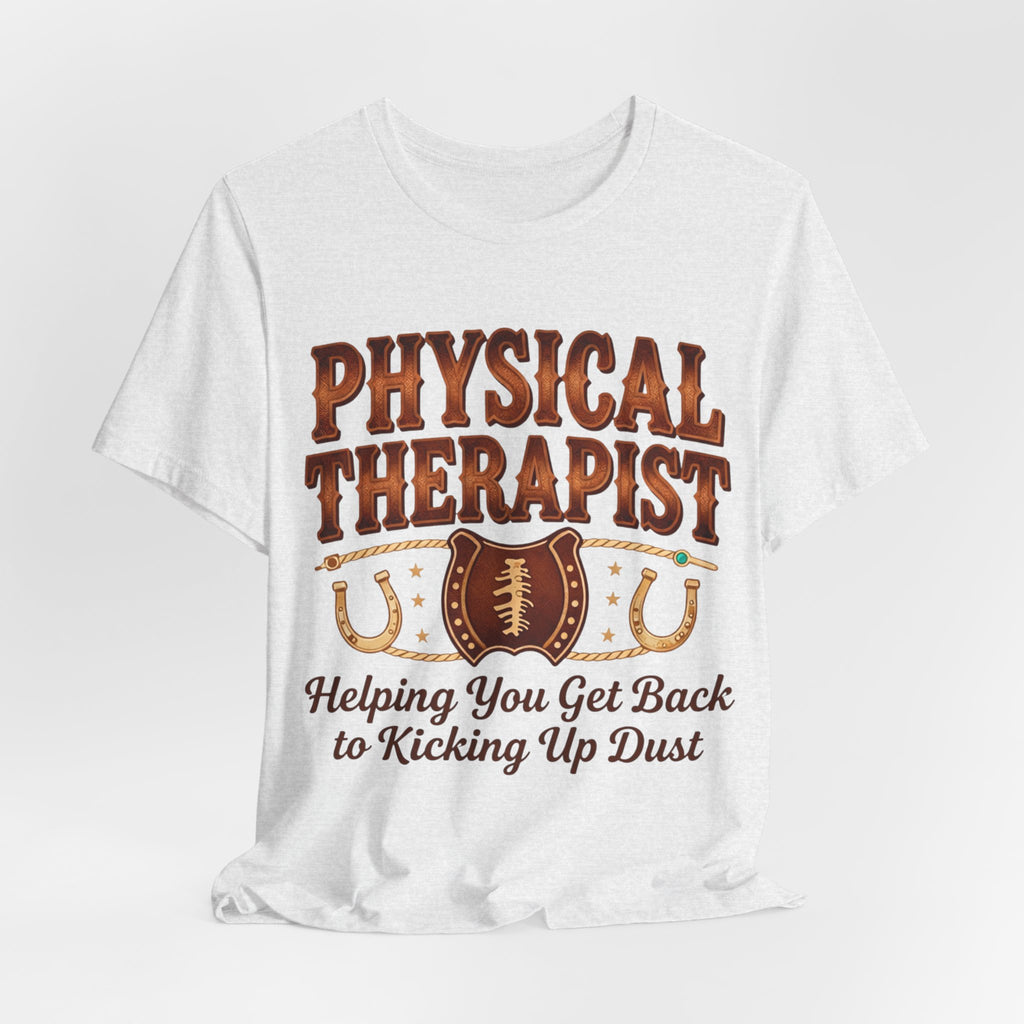 Physical Therapist Football Horseshoes Tee | Helping You Get Back to Kicking Up Dust