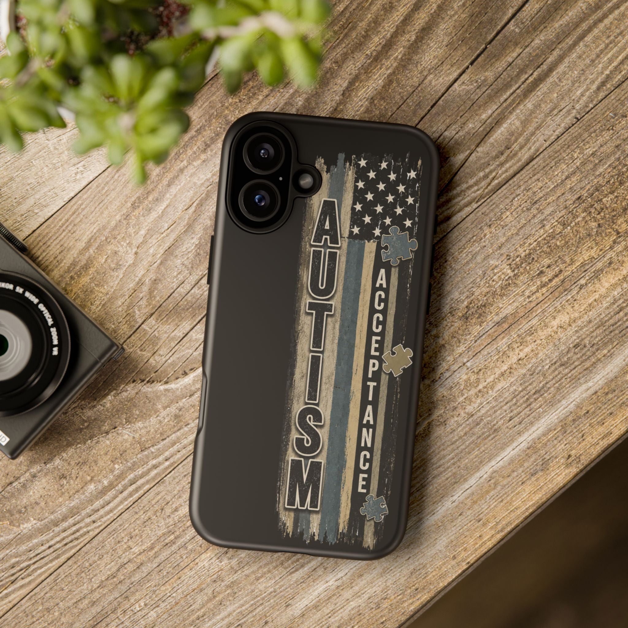 Autism Acceptance Phone Case Puzzle Piece Flag iPhone Samsung Tough Case Autism Awareness Neurodiversity Gift Special Needs Case