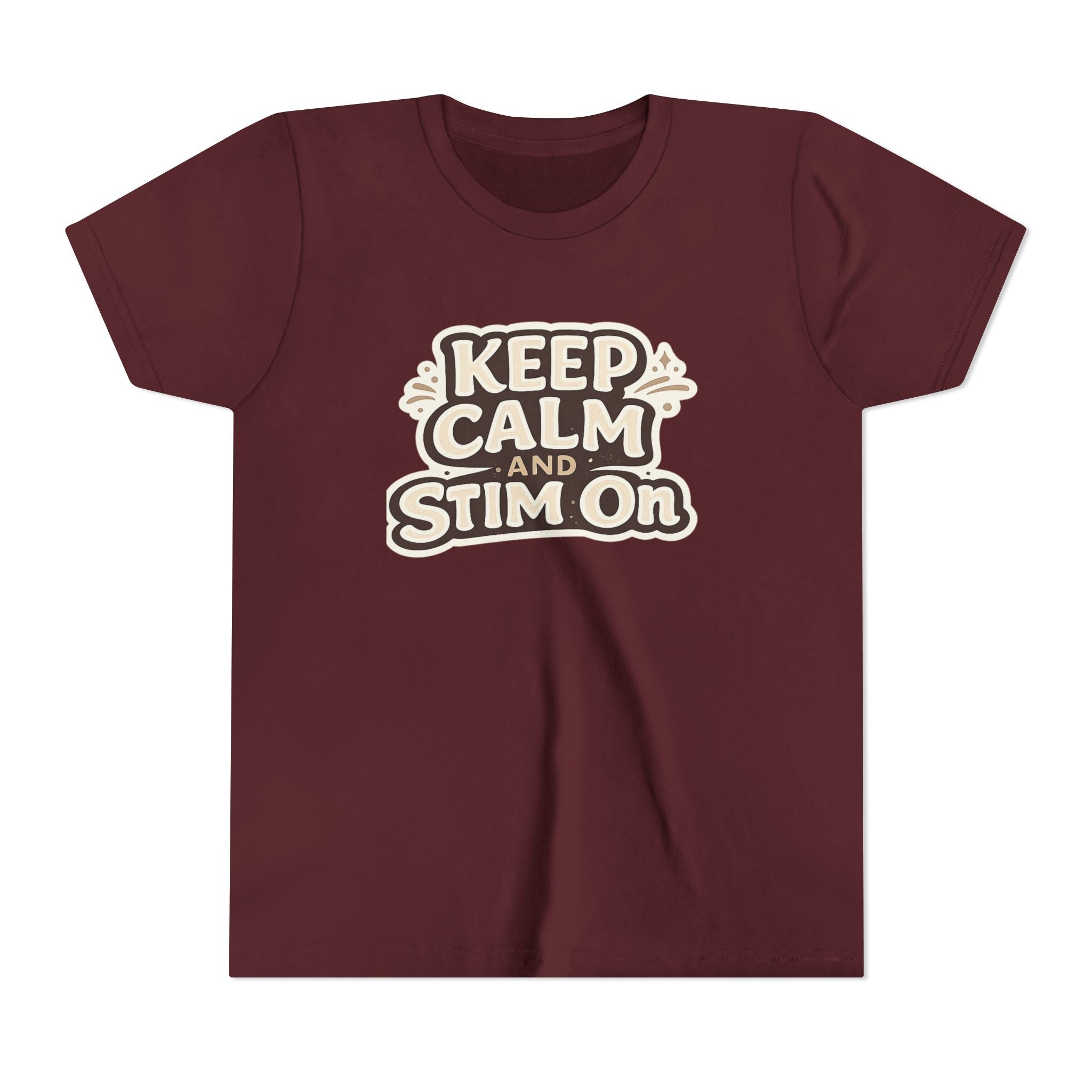 Keep Calm and Stim On Youth Shirt Autism Awareness T Shirt Sensory Friendly Tee Neurodivergent Kids Special Needs Gift Stimming