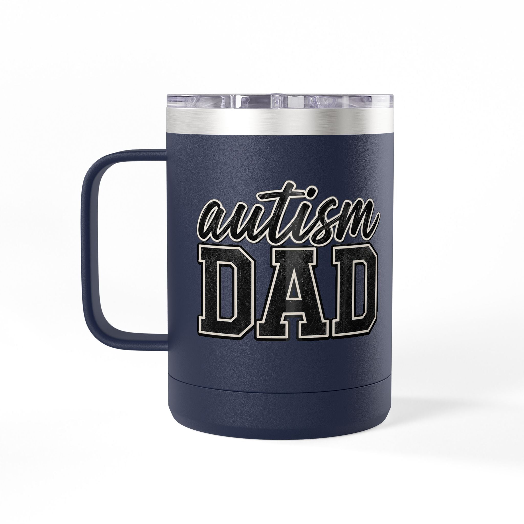 Autism Dad Minimalist Script & Block Logo Mug | 15oz Insulated Tumbler