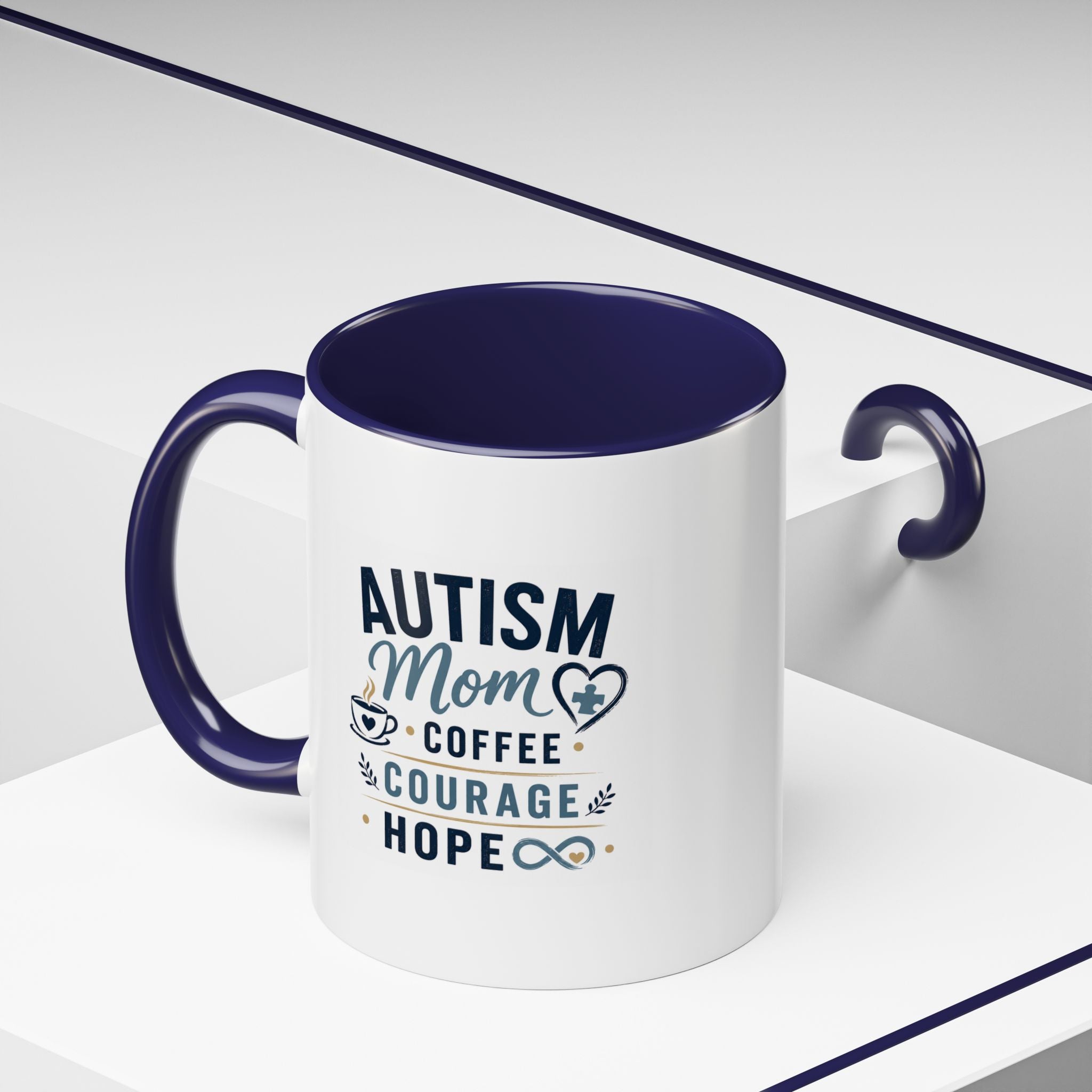 Autism Mom Coffee Mug | Accent Ceramic Mug 11oz  15oz | Puzzle Heart Infinity Design | Autism Awareness  Acceptance Gift | Special Needs