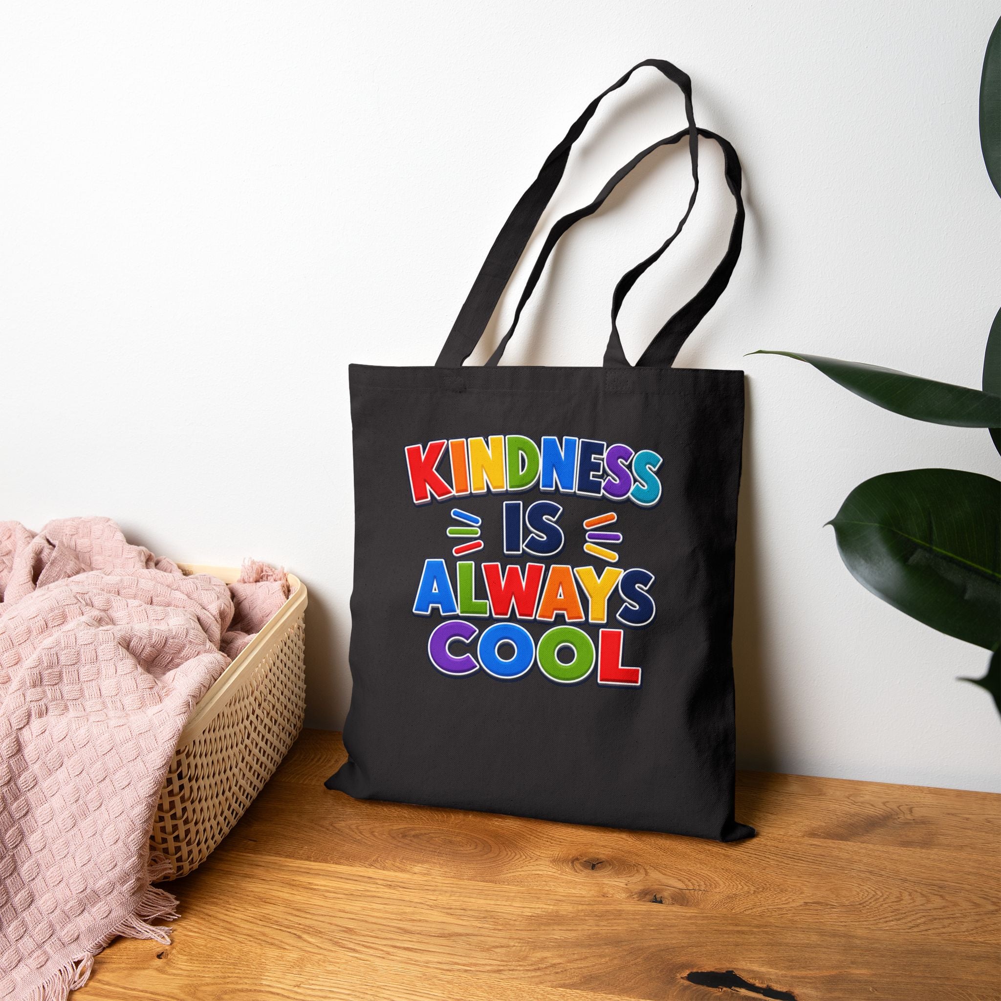 Kindness Is Always Cool Tote Bag | Rainbow Positive Message