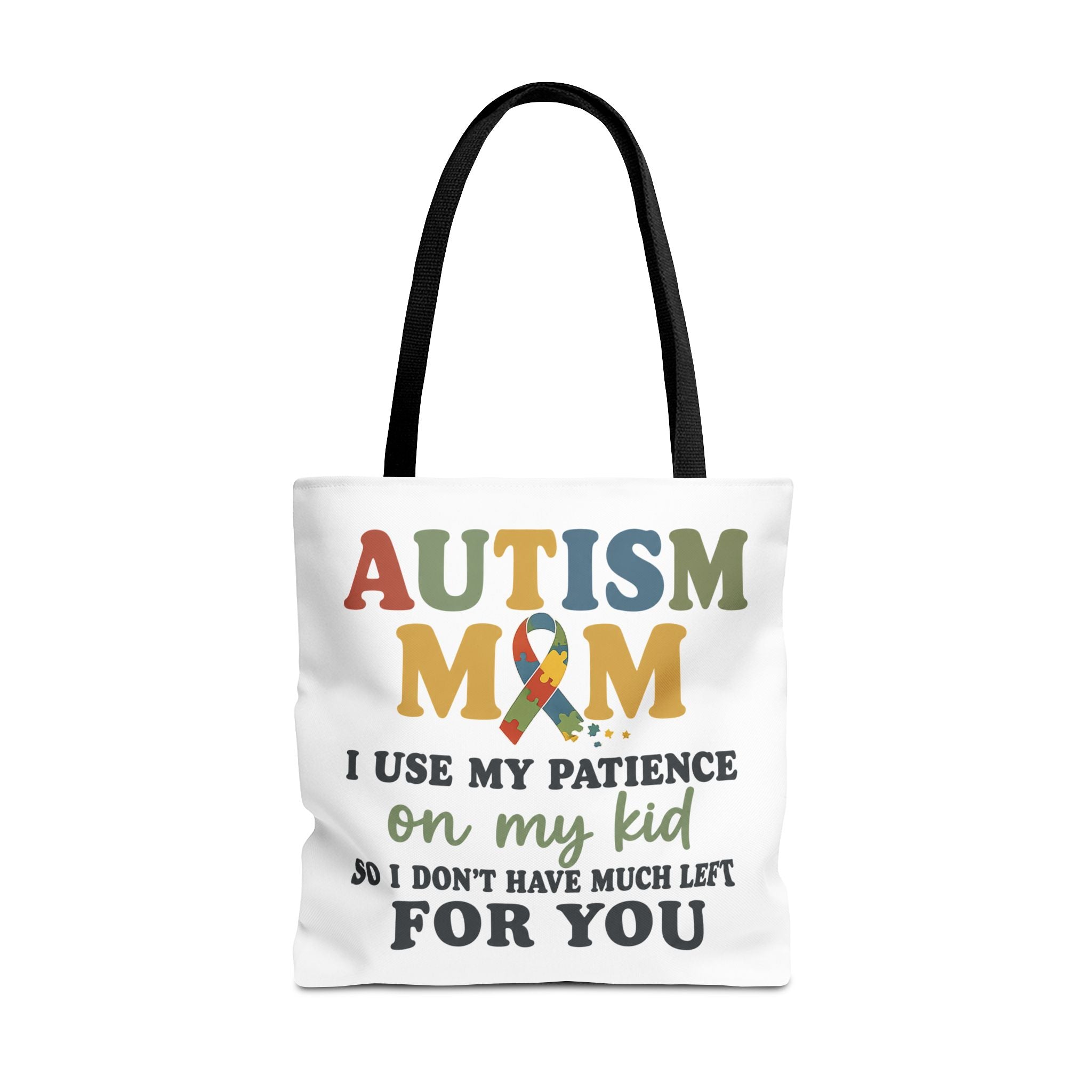 Autism Mom Ribbon Typography Tote Bag, Autism Awareness Tote, Autism Support Bag, Autism Mom Gift, Neurodiversity Canvas Tote Bag