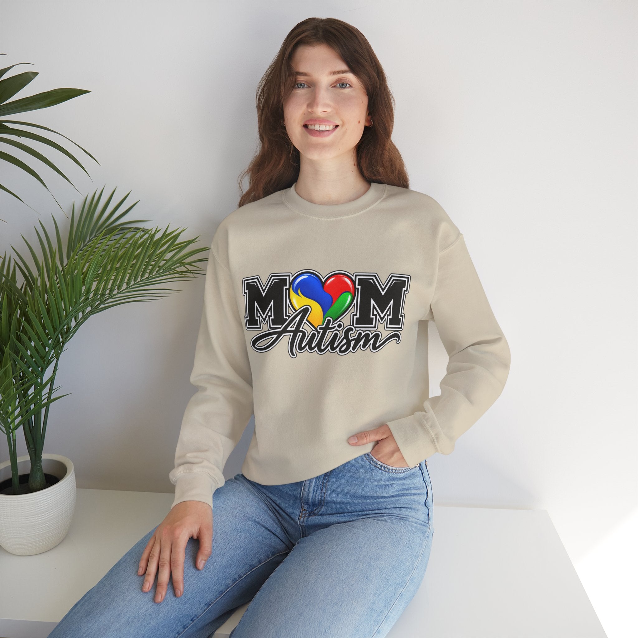 Mom Autism Crewneck, Puzzle Heart Awareness Sweatshirt, Autism Mom Gift Hoodie, Autism Acceptance Family Apparel