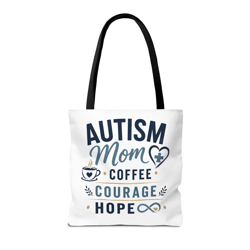 Autism Mom Coffee Courage Hope Tote Bag | Autism Acceptance Gift for Mom | Neurodiversity Canvas Tote | Special Needs Mom Bag