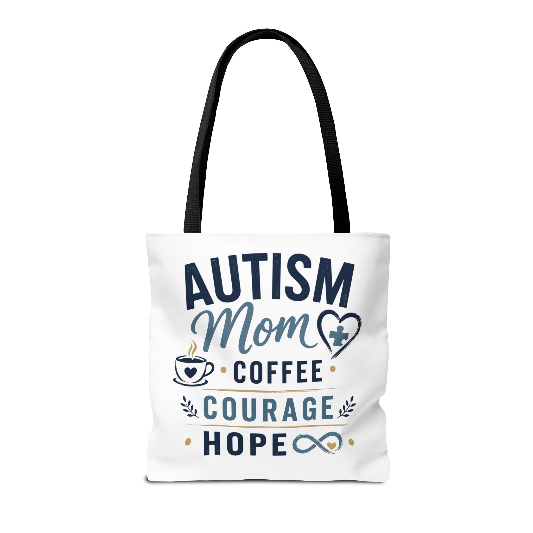 Autism Mom Coffee Courage Hope Tote Bag | Autism Acceptance Gift for Mom | Neurodiversity Canvas Tote | Special Needs Mom Bag
