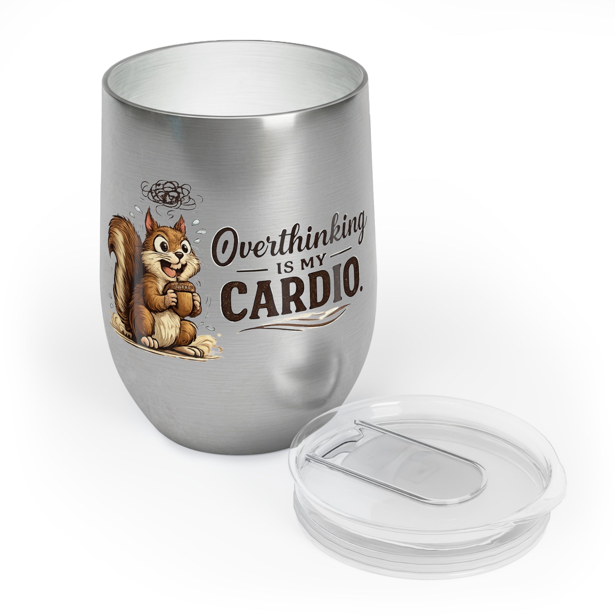 Overthinking Is My Cardio Wine Tumbler Funny Anxiety Cup ADHD Travel Mug Mental Health Gift Stainless Steel Wine Tumbler