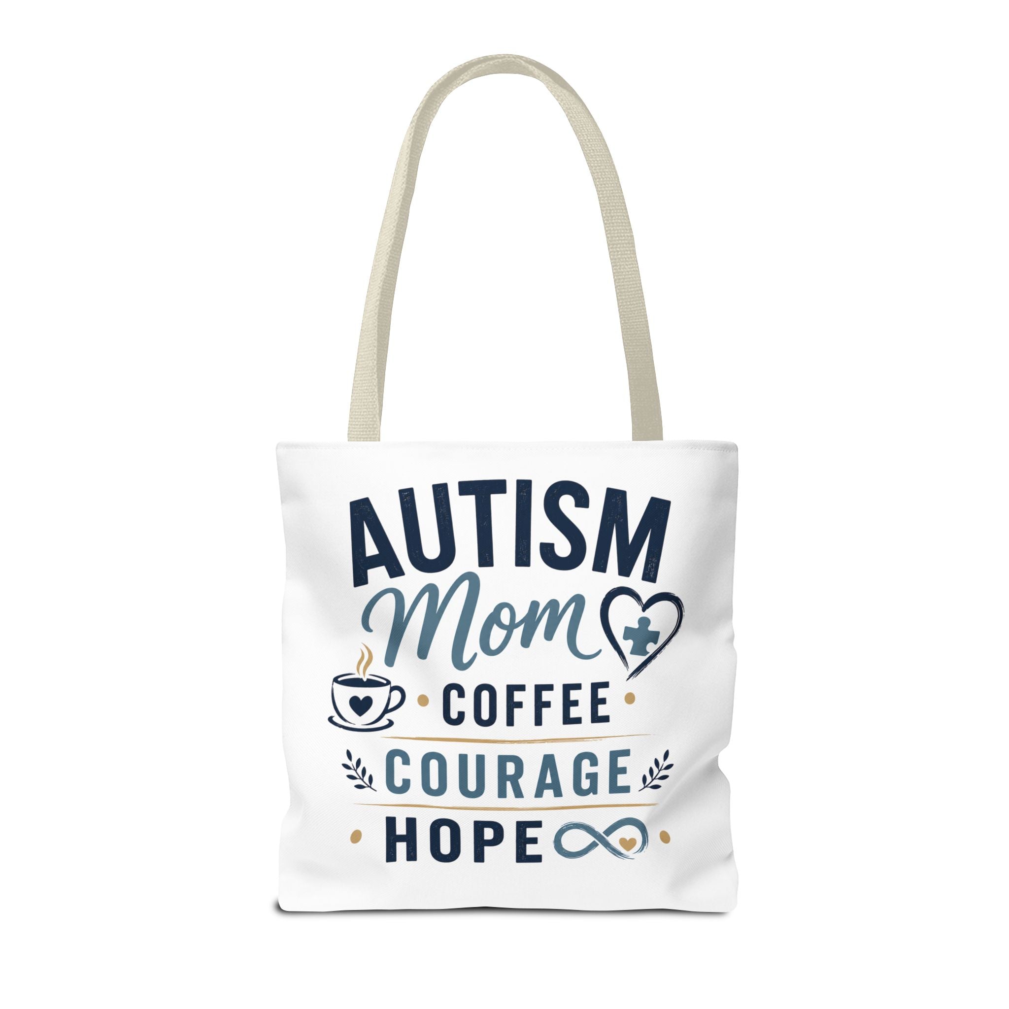 Autism Mom Coffee Courage Hope Tote Bag | Autism Acceptance Gift for Mom | Neurodiversity Canvas Tote | Special Needs Mom Bag