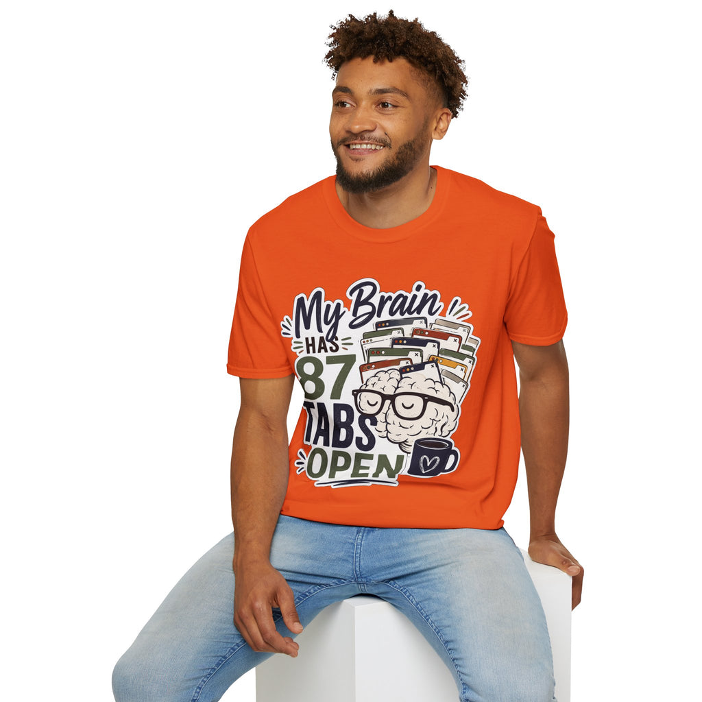 My Brain Has 87 Tabs Open Shirt | Funny ADHD T-Shirt | Overthinking Graphic Tee | Coffee Lover Shirt | Neurodivergent Humor | Mental Health