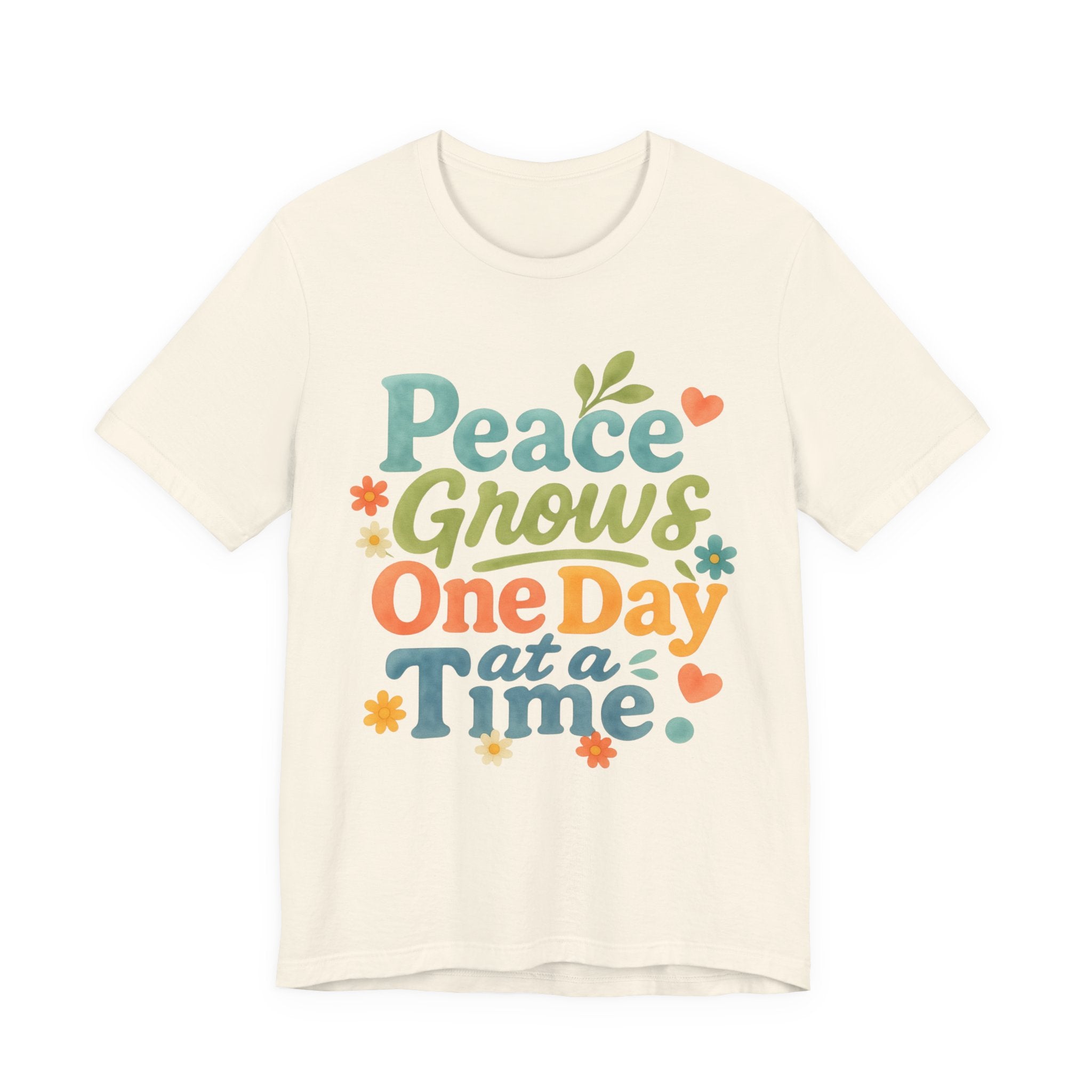 Peace Grows One Day at a Time Tee | Positive Quote Floral Typography