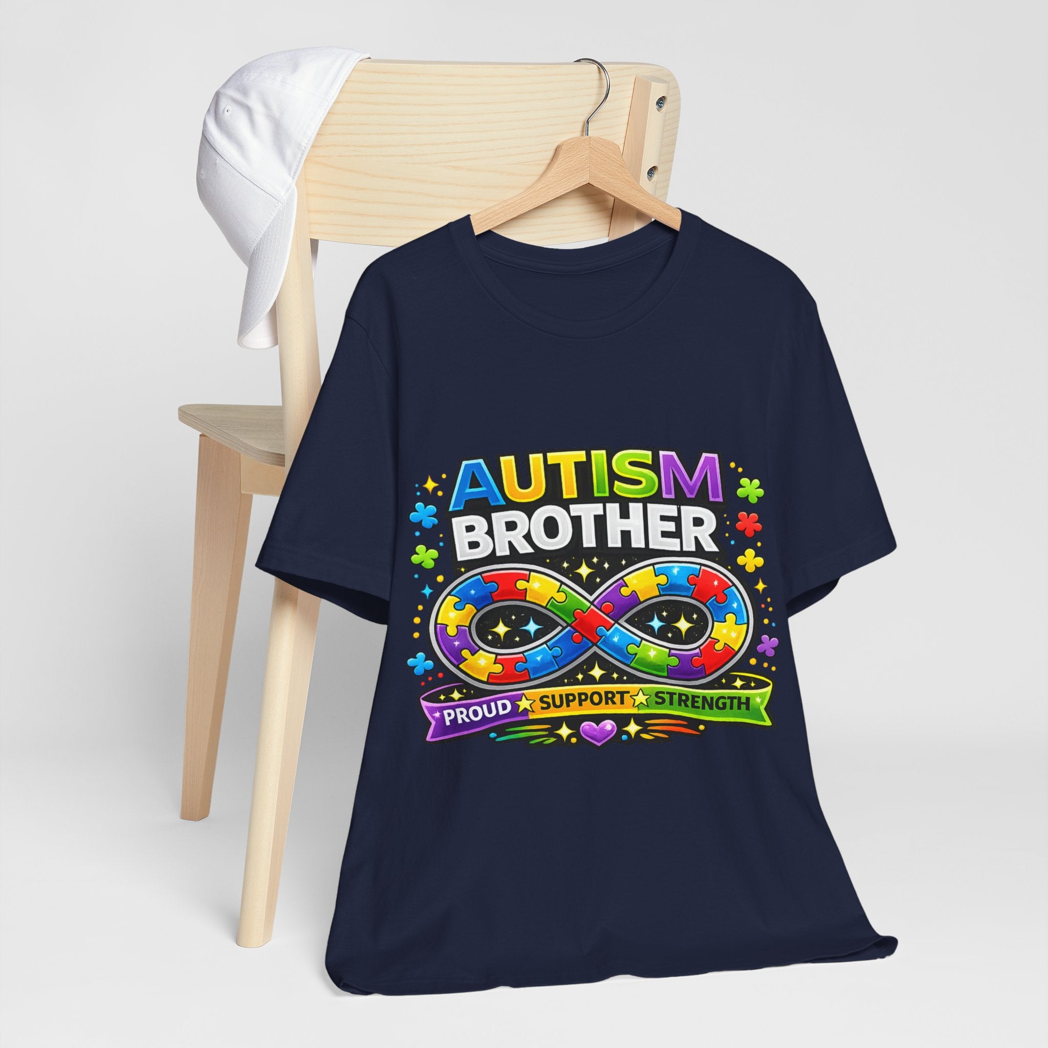 Autism Brother Infinity Puzzle Ribbon T-Shirt | Proud Support Strength
