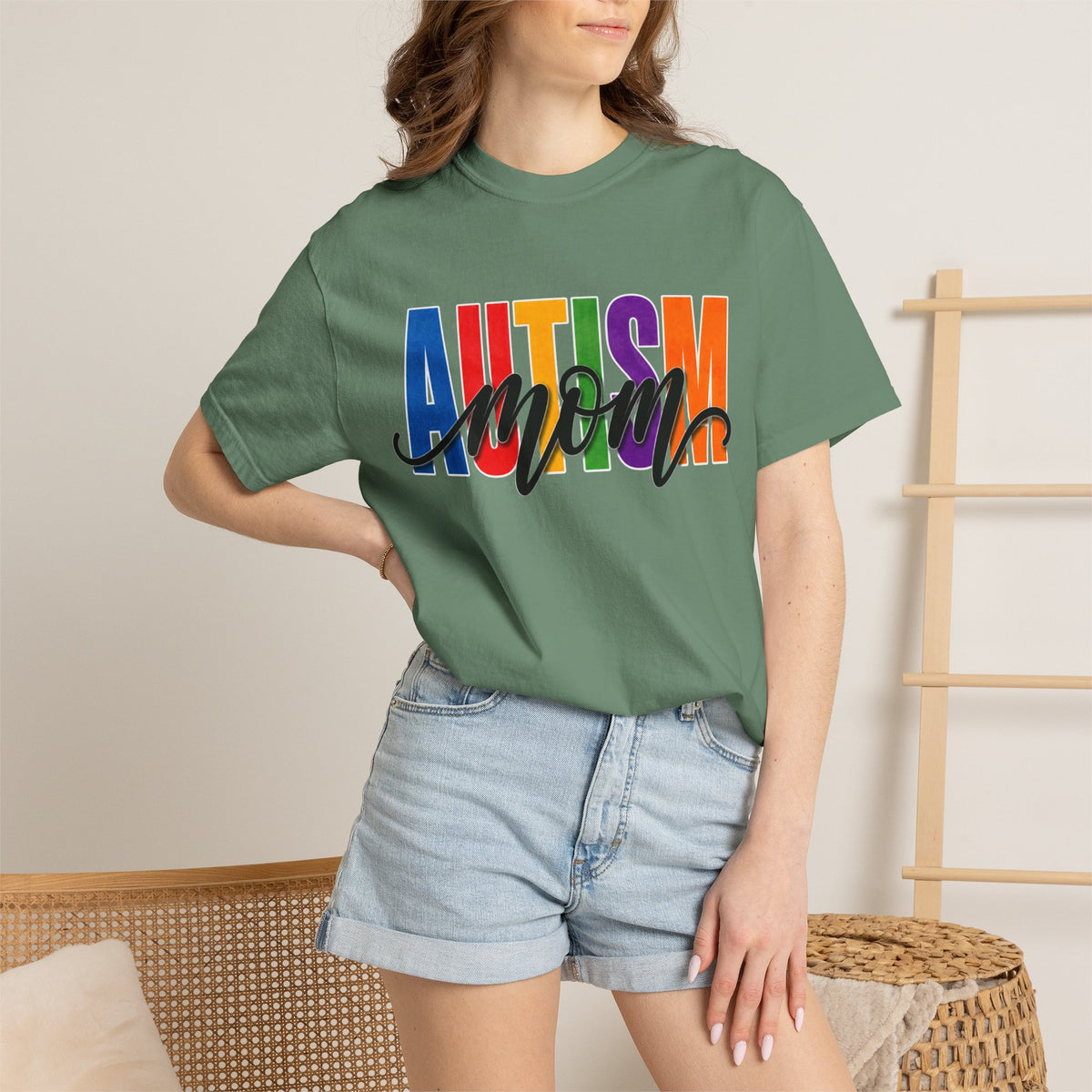 Autism Mom Shirt Autism Mom T Shirt Rainbow Block Letter Tee Script Mom Graphic Autism Awareness Autism Acceptance Gift for Mom