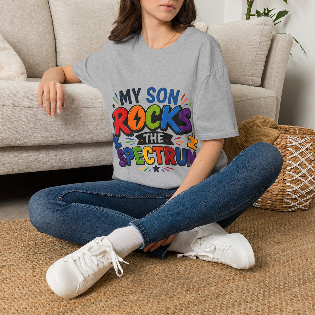 My Son Rocks the Spectrum Shirt, Autism Mom Shirt, Proud Autism Parent Tee, Autism Acceptance T-Shirt, Special Needs Mom Apparel