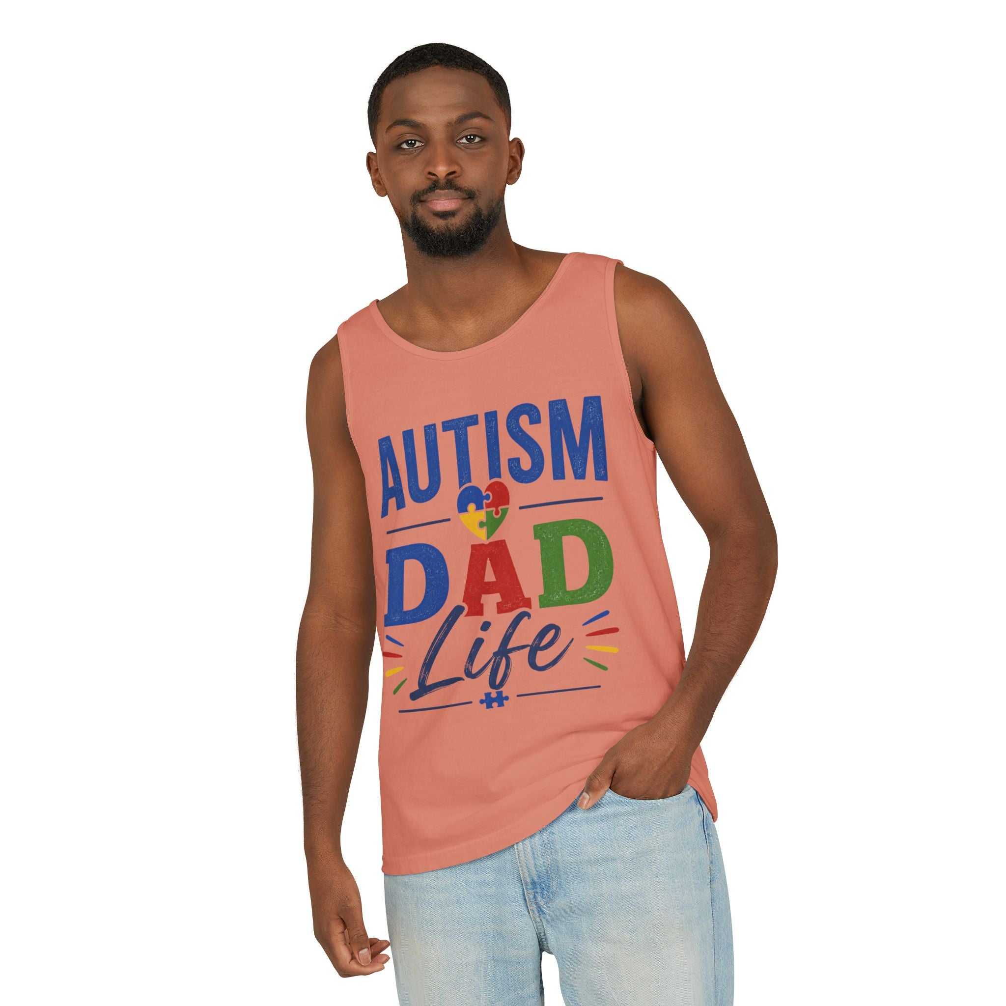 Autism Dad Life Tank Top | Awareness Puzzle Heart, Father Support