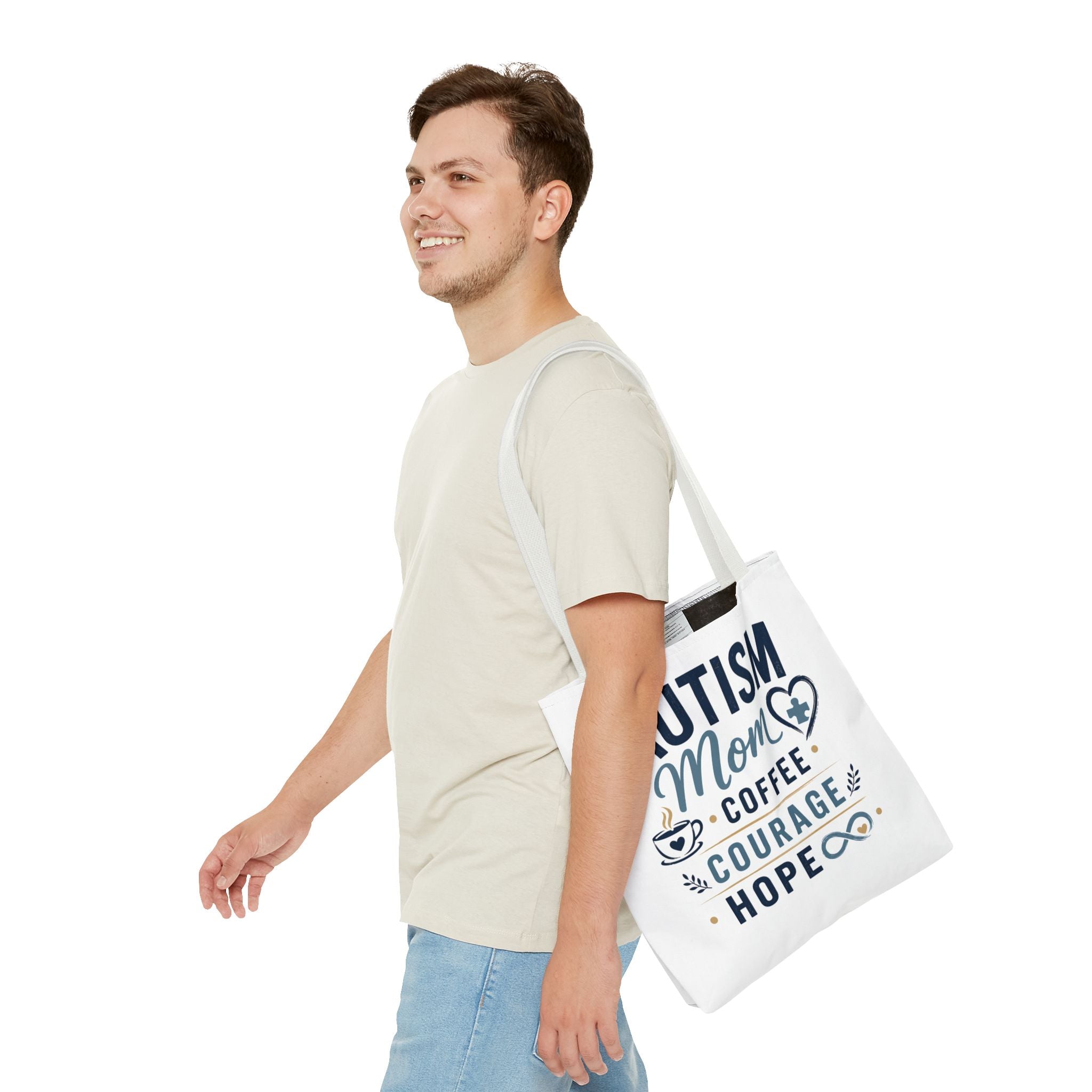 Autism Mom Coffee Courage Hope Tote Bag | Autism Acceptance Gift for Mom | Neurodiversity Canvas Tote | Special Needs Mom Bag