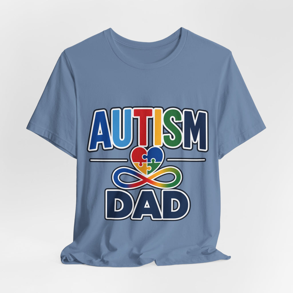 Autism Dad Shirt | Proud Autism Father T-Shirt | Colorful Puzzle Heart Infinity Design | Autism Awareness Gift for Dad | Autism Acceptance Tee