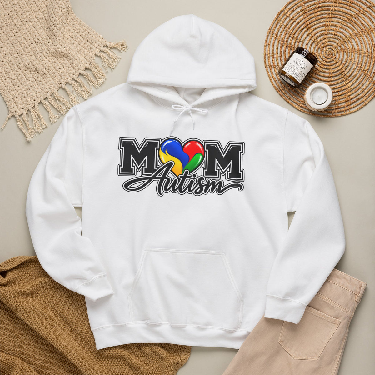 Mom Autism Heart Puzzle Hoodie, Autism Awareness Sweatshirt, Autism Mom Gift Crewneck, Autism Acceptance Family Apparel