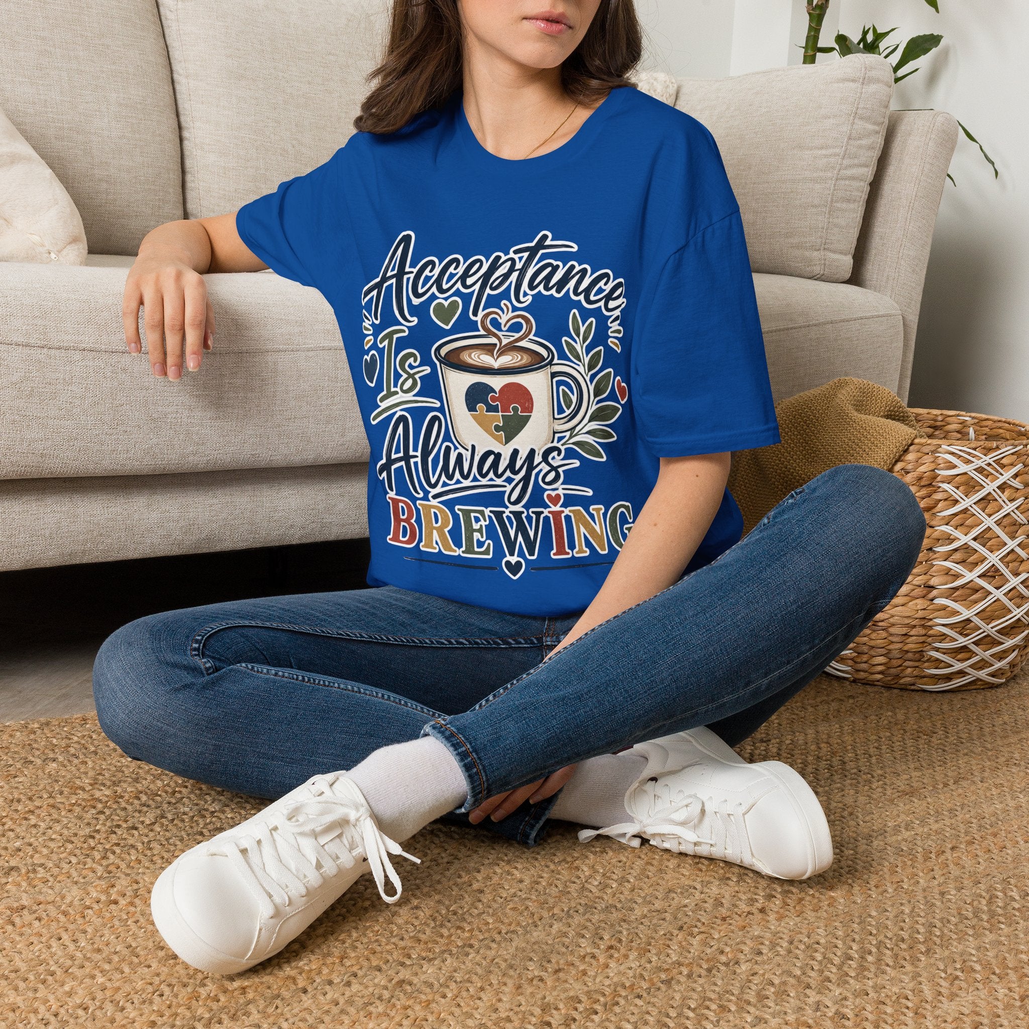 Acceptance Is Always Brewing Shirt | Coffee Lover T-Shirt | Autism Acceptance Tee | Inclusive Graphic Shirt | Barista Gift