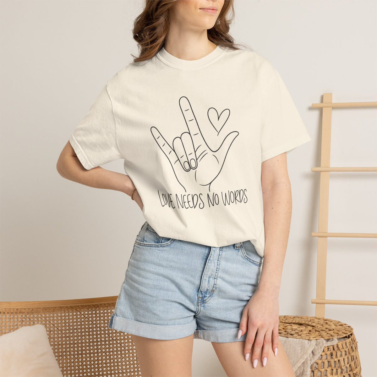 Love Needs No Words Shirt, ASL I Love You Hand Sign Tee, Autism Acceptance T-Shirt, Nonverbal Communication Gift, Sign Language Shirt