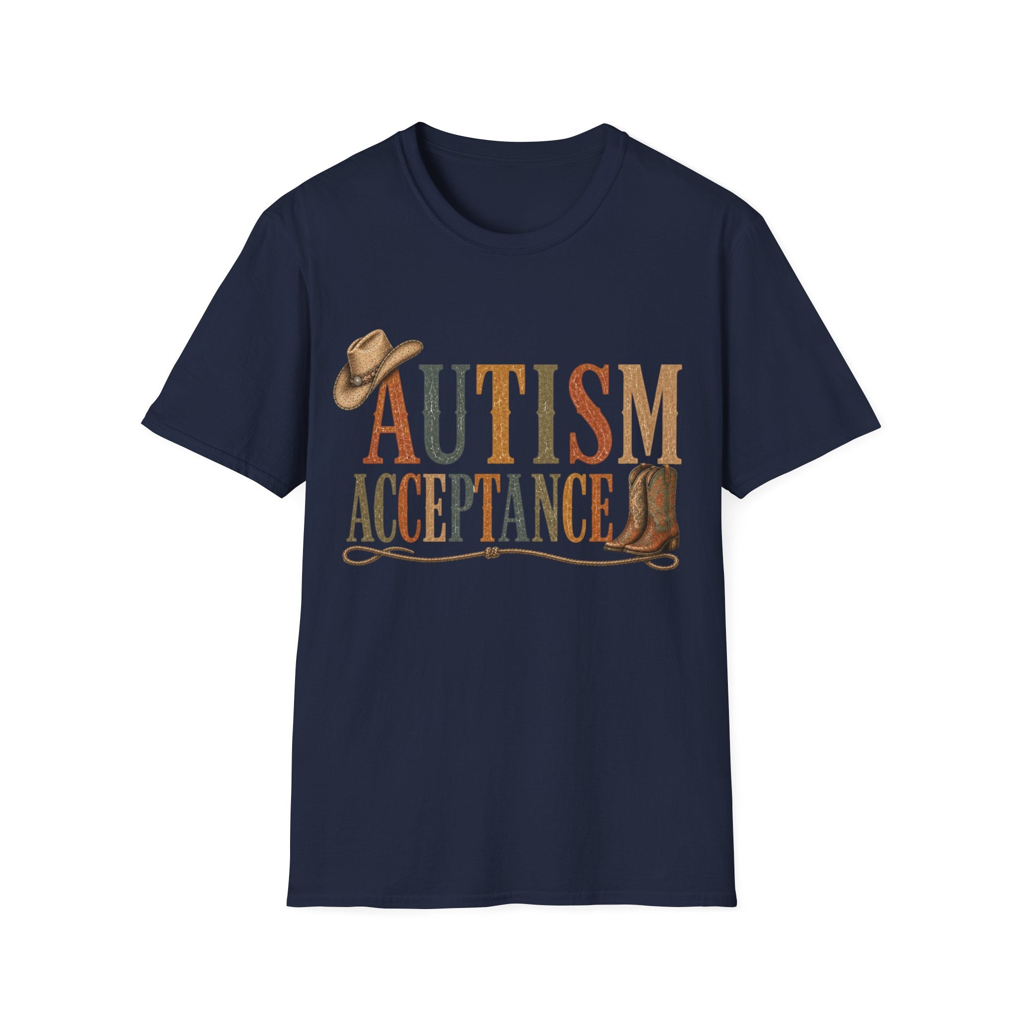 Autism Acceptance T-Shirt | Western Cowboy Hat Typography
