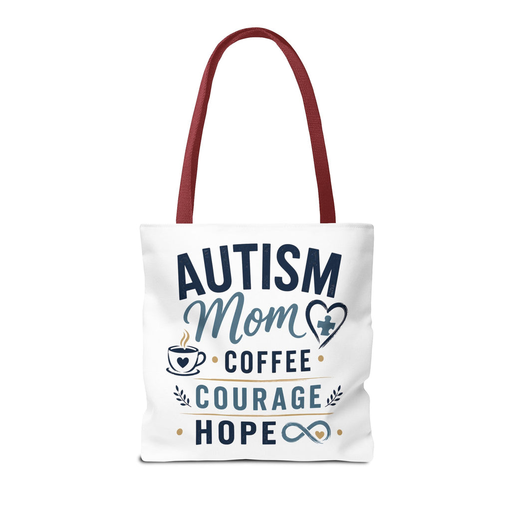 Autism Mom Coffee Courage Hope Tote Bag | Autism Acceptance Gift for Mom | Neurodiversity Canvas Tote | Special Needs Mom Bag