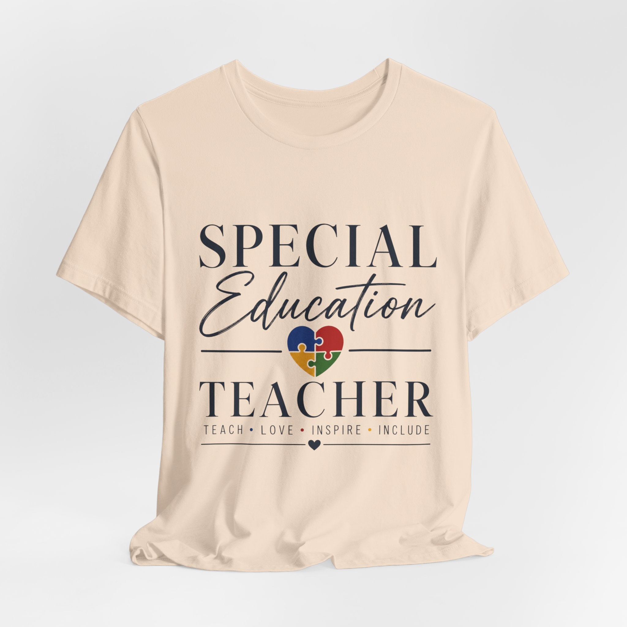 Special Education Teacher Shirt | Teach Love Inspire T-Shirt | Puzzle Heart Graphic Tee | Autism Acceptance Gift | Inclusive Teacher