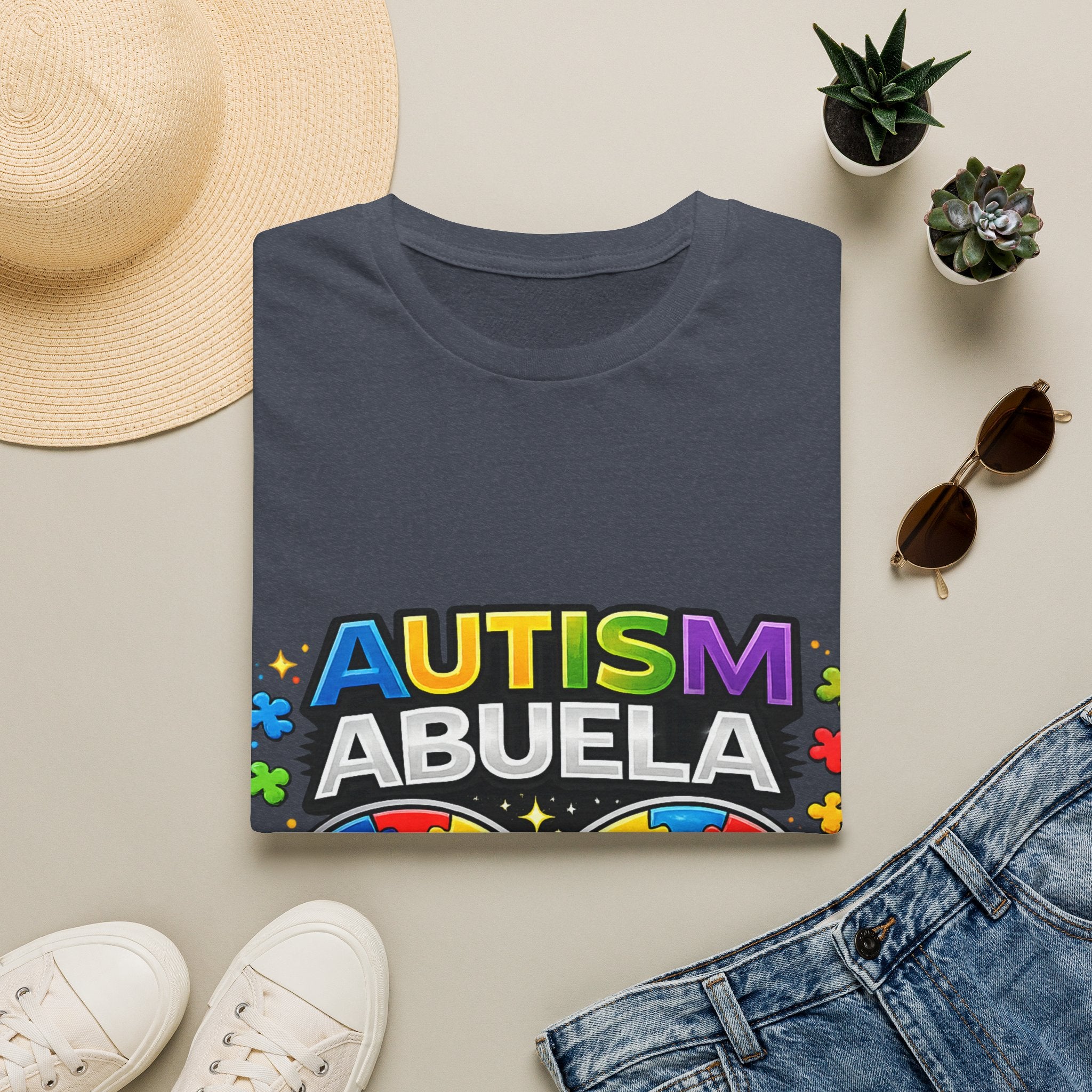 Autism Abuela T-Shirt | Rainbow Puzzle Infinity Design