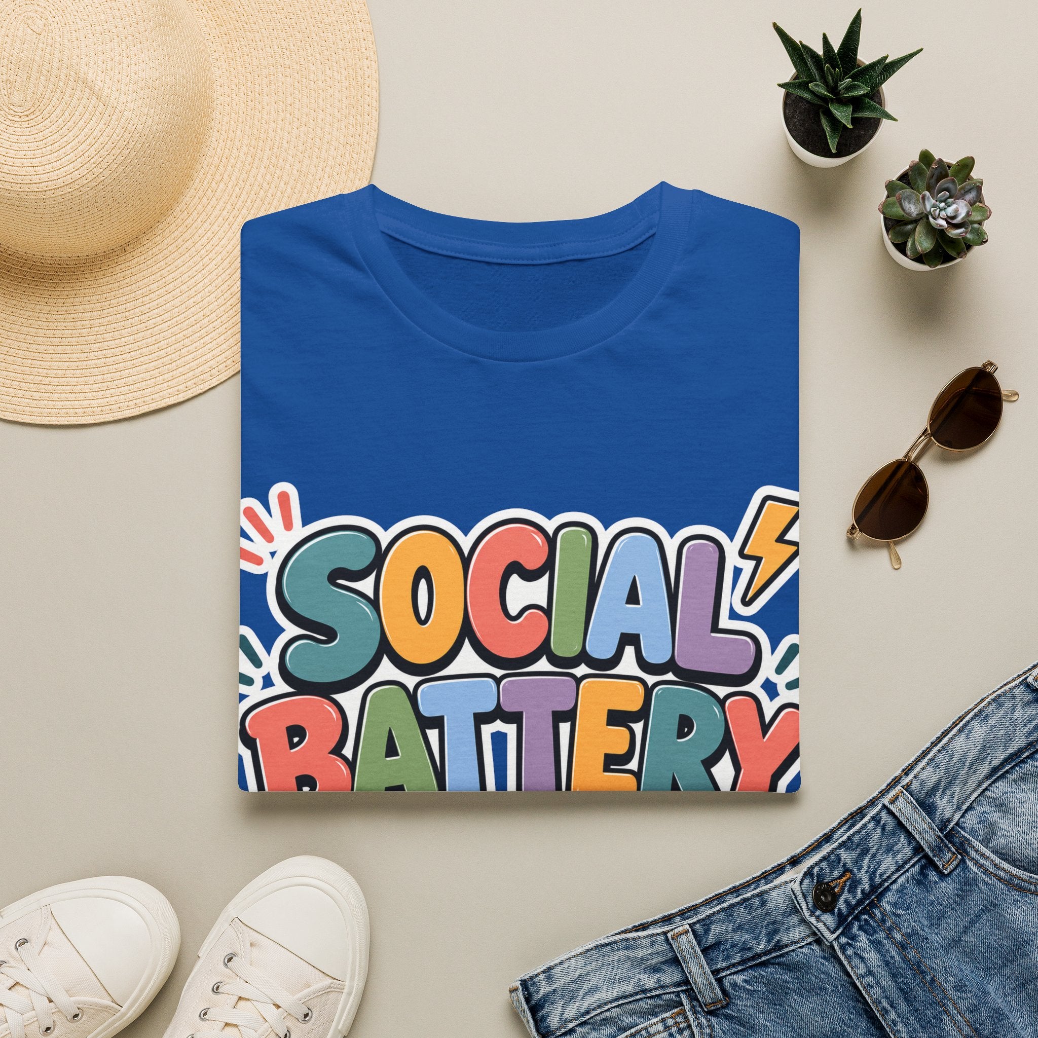 Social Battery Drained T-Shirt — Funny Introvert Graphic Tee