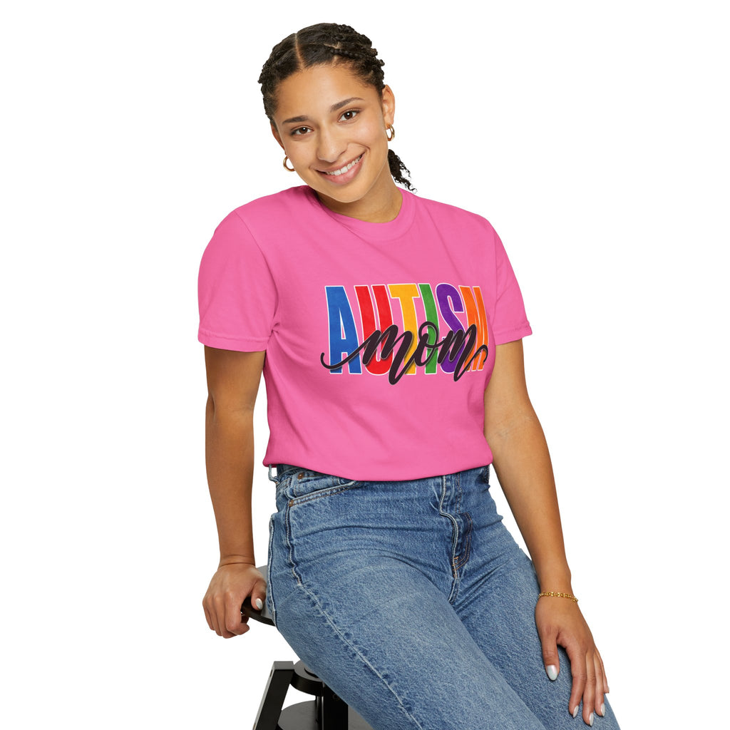 Autism Mom Shirt Autism Mom T Shirt Rainbow Block Letter Tee Script Mom Graphic Autism Awareness Autism Acceptance Gift for Mom