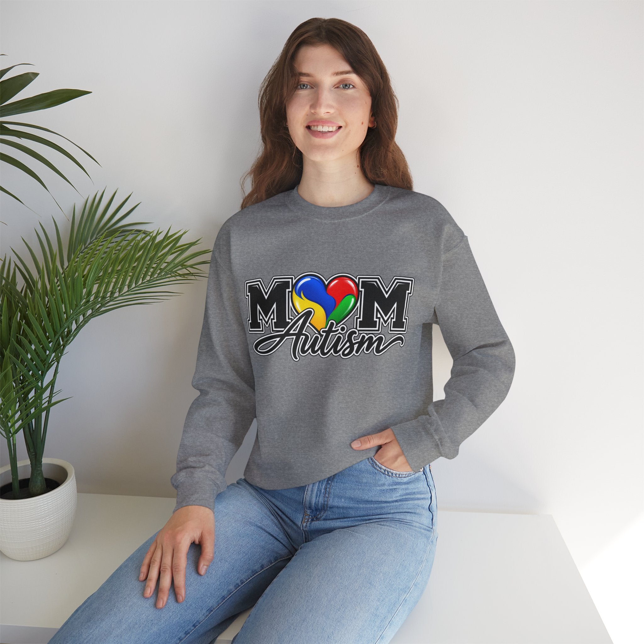 Mom Autism Crewneck, Puzzle Heart Awareness Sweatshirt, Autism Mom Gift Hoodie, Autism Acceptance Family Apparel