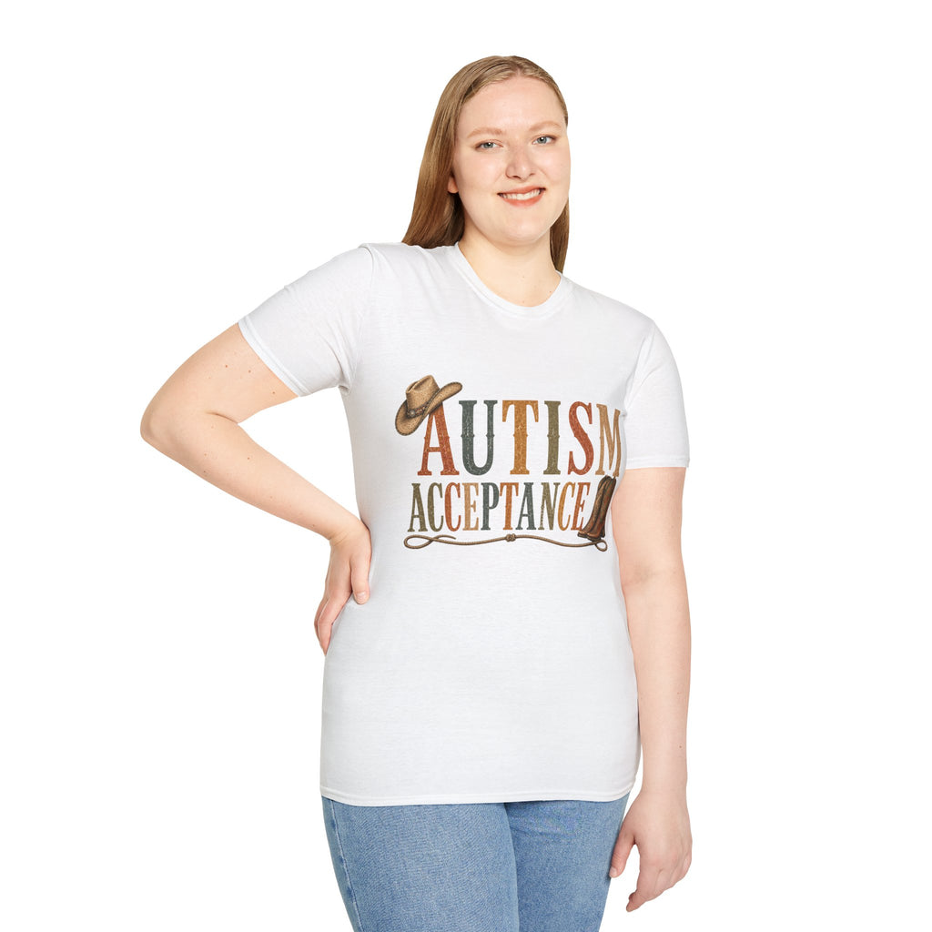 Autism Acceptance T-Shirt | Western Cowboy Hat Typography