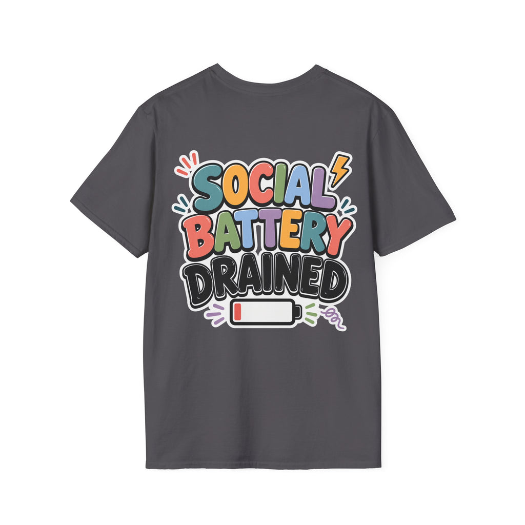Social Battery Drained Shirt | Funny Introvert T-Shirt | Social Anxiety Graphic Tee | Mental Health Humor Shirt | Unisex Gift