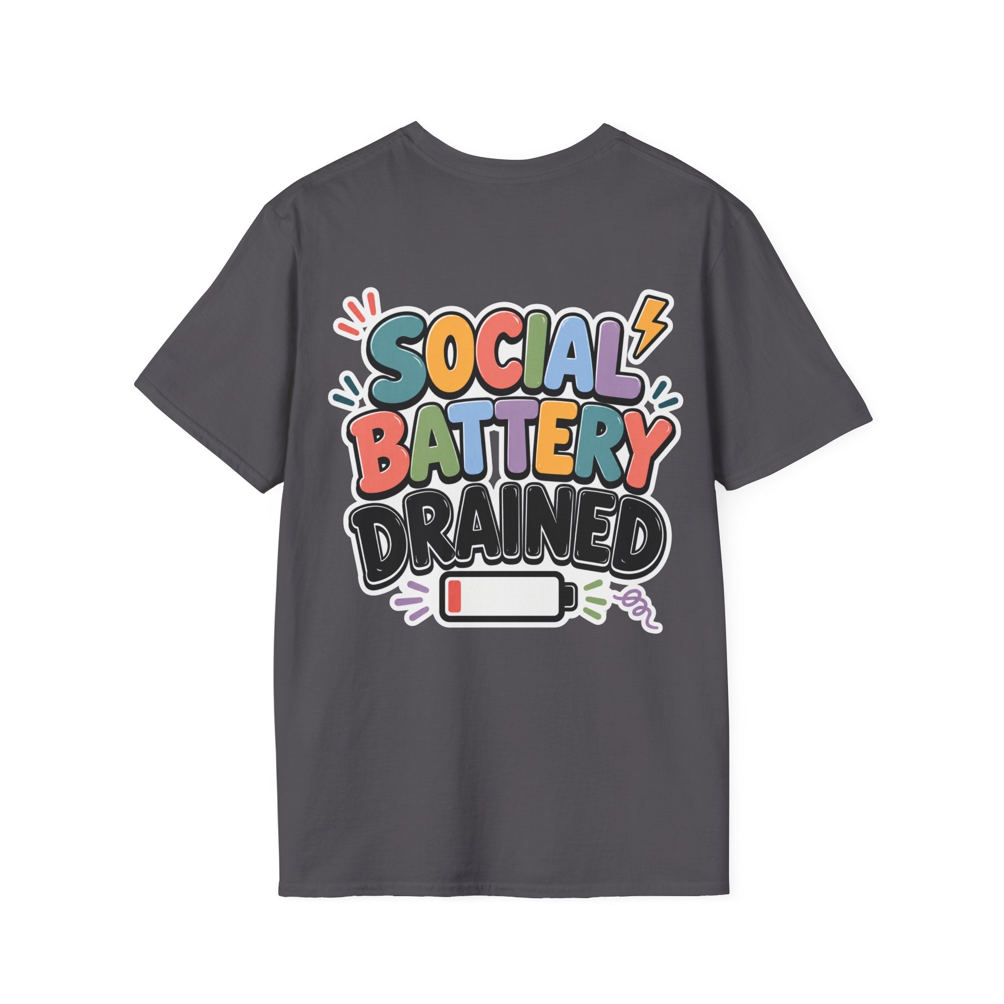 Social Battery Drained Shirt | Funny Introvert T-Shirt | Social Anxiety Graphic Tee | Mental Health Humor Shirt | Unisex Gift