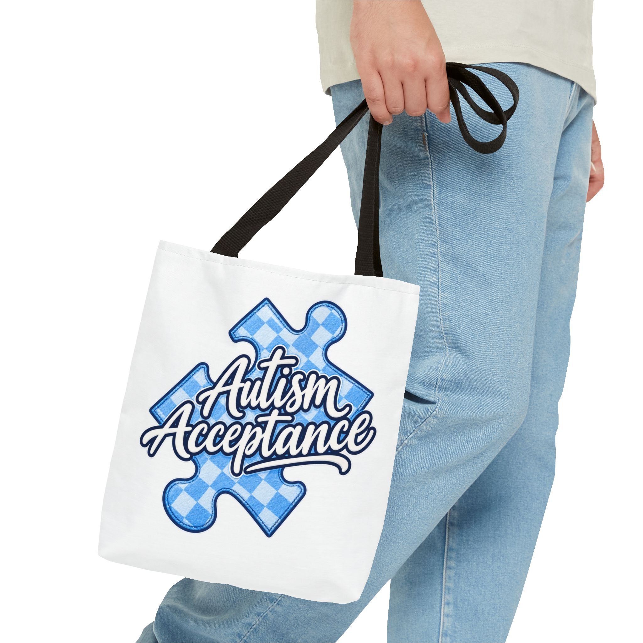 Autism Acceptance Puzzle Piece Tote Bag, Awareness Support Canvas Bag, Autism Advocate Gift, Neurodiversity Family Apparel