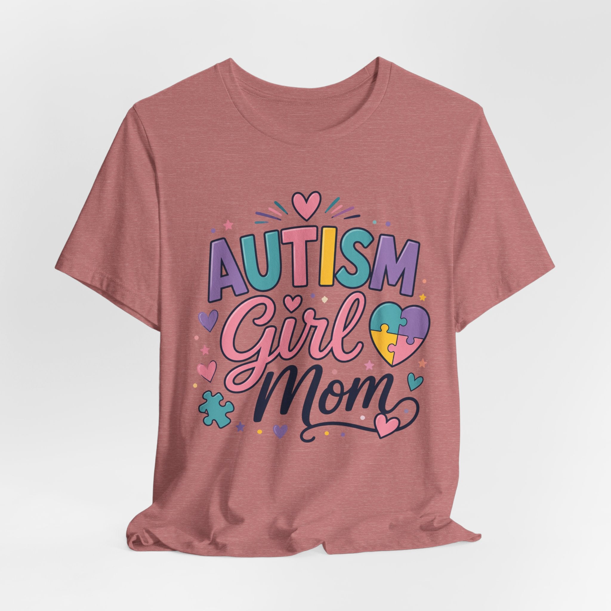 Autism Girl Mom T-Shirt | Puzzle Heart Mom Tee, Neurodiversity Support