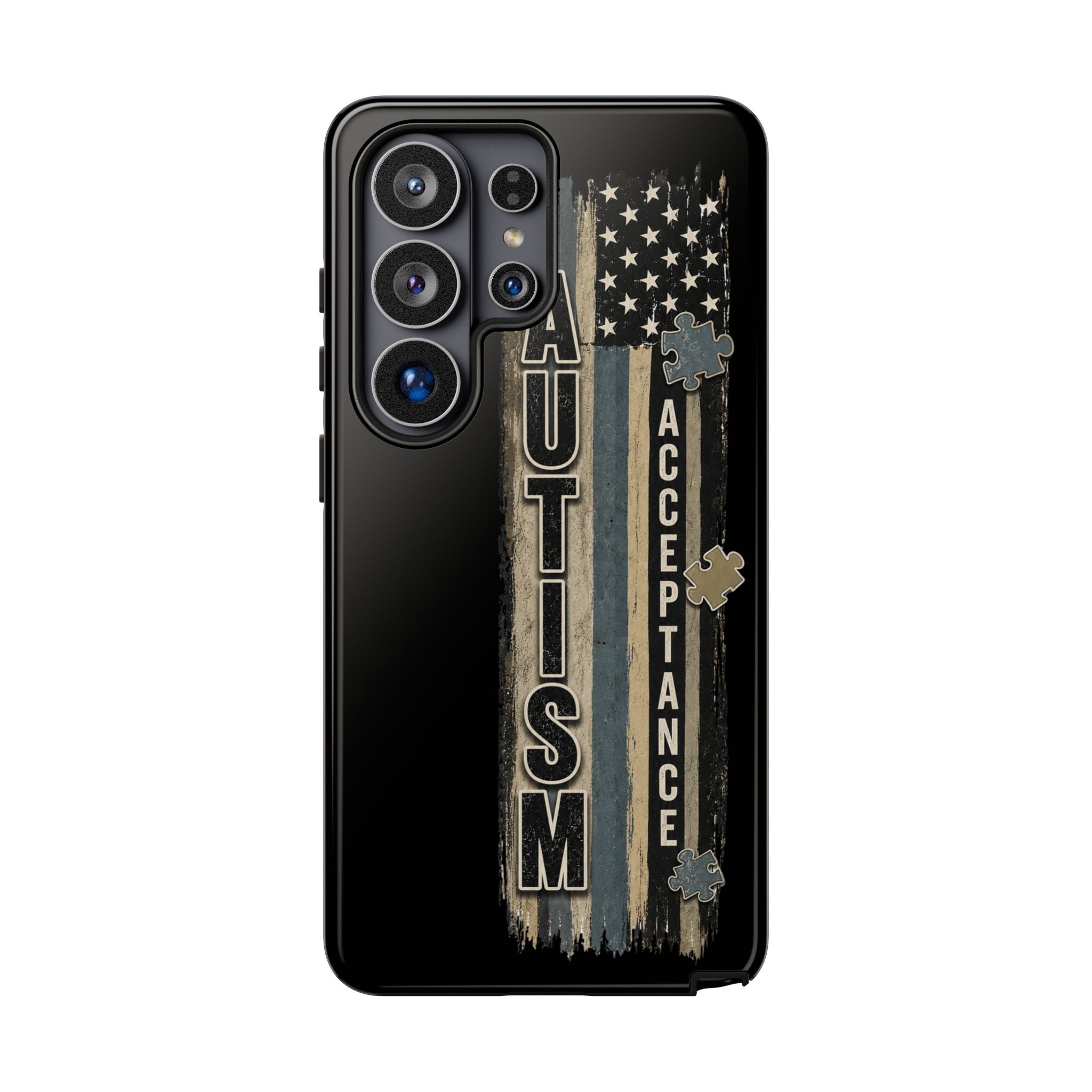 Autism Acceptance Phone Case Puzzle Piece Flag iPhone Samsung Tough Case Autism Awareness Neurodiversity Gift Special Needs Case