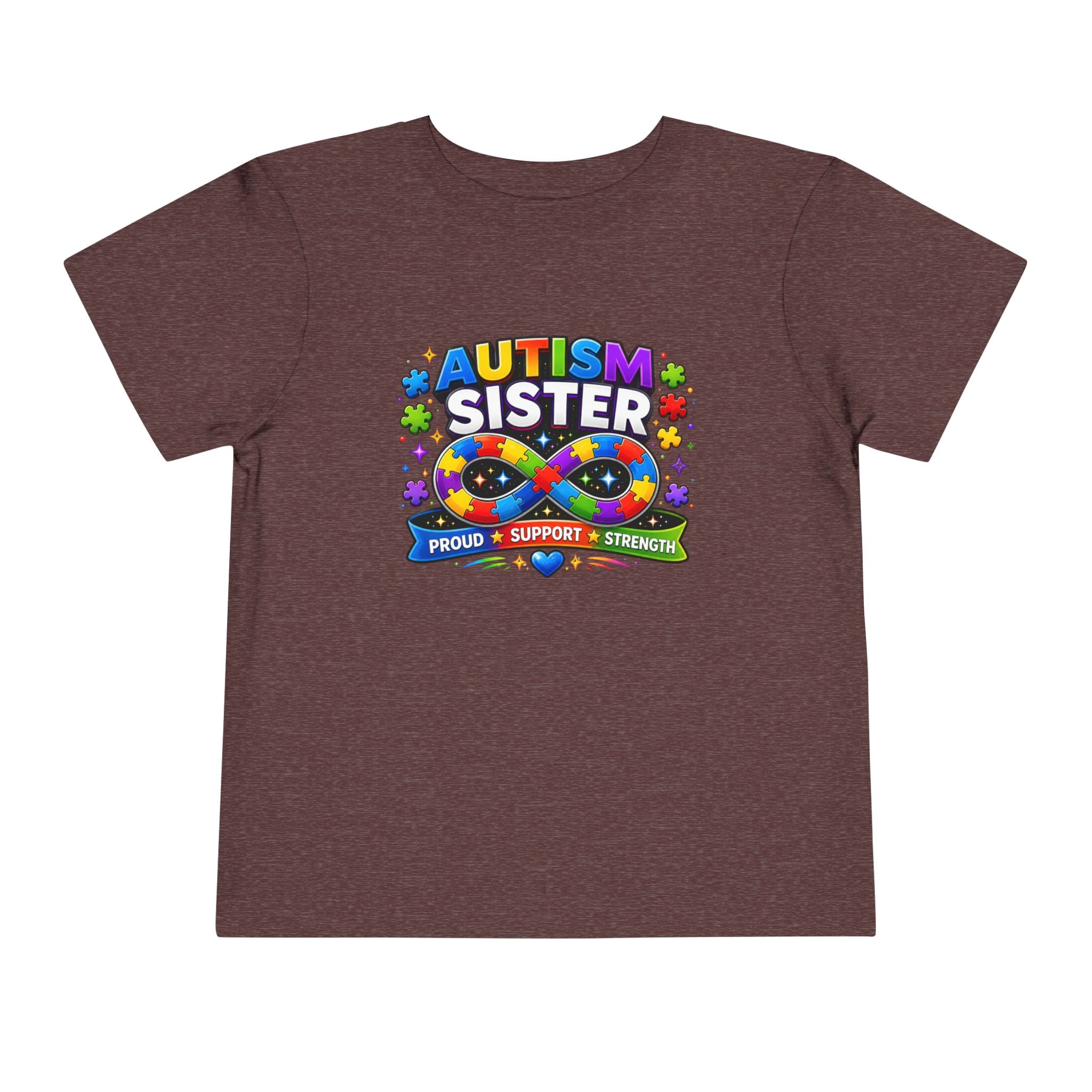 Autism Sister Toddler Tee — Proud Support Strength Puzzle Ribbon