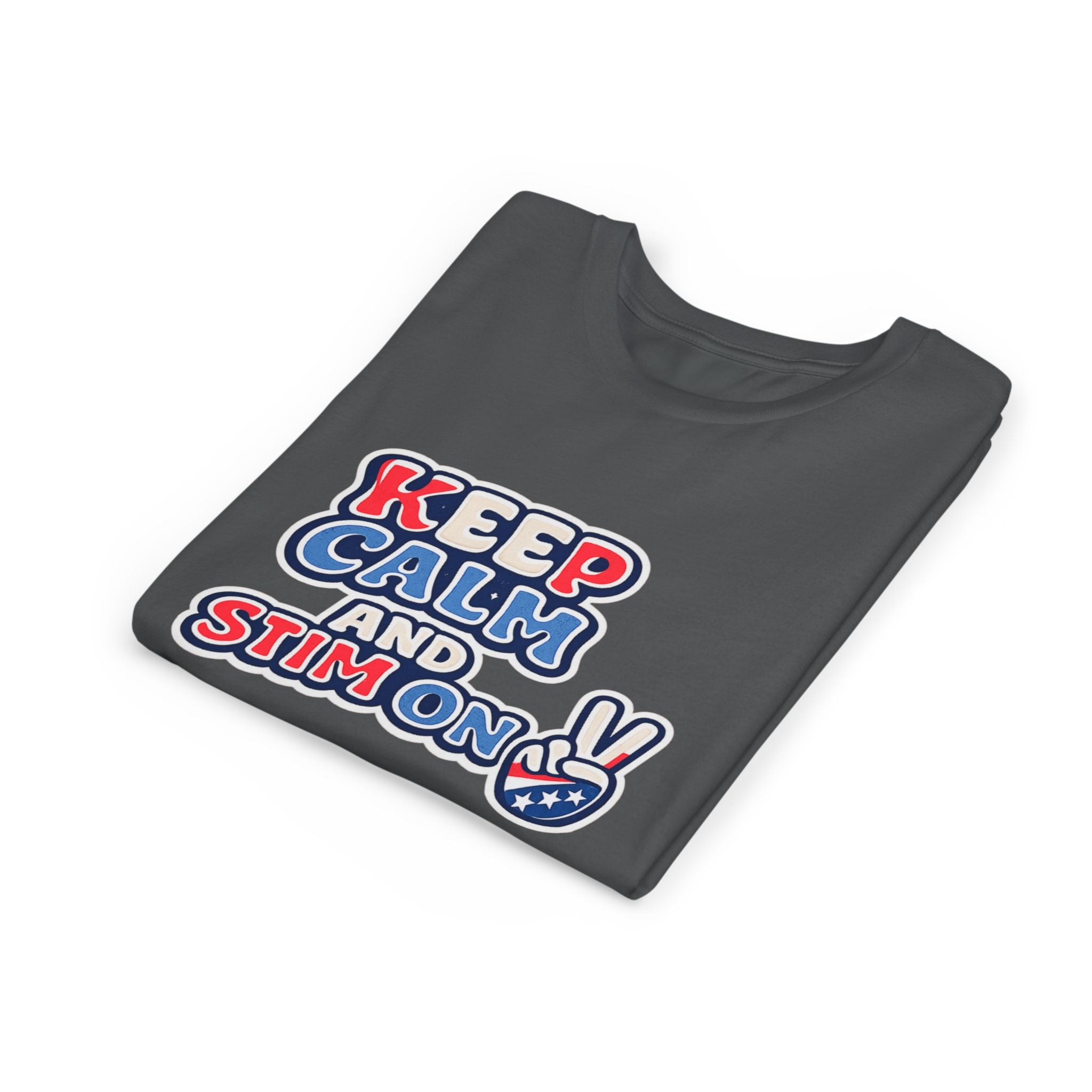 Keep Calm and Stim On Youth Shirt Autism Awareness T Shirt Peace Sign Tee Neurodivergent Kids Sensory Shirt Special Needs Gift