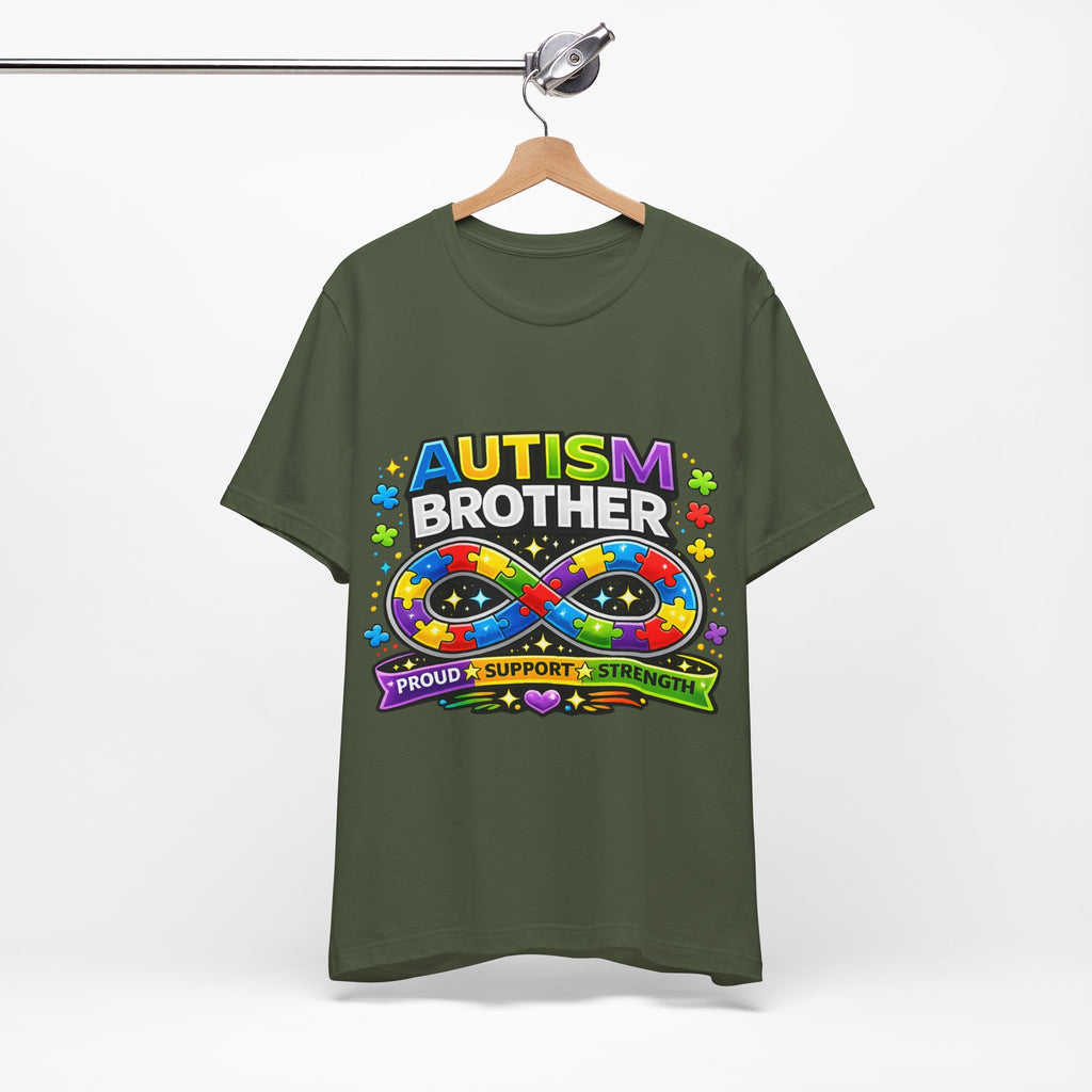 Autism Brother Infinity Puzzle Ribbon T-Shirt | Proud Support Strength