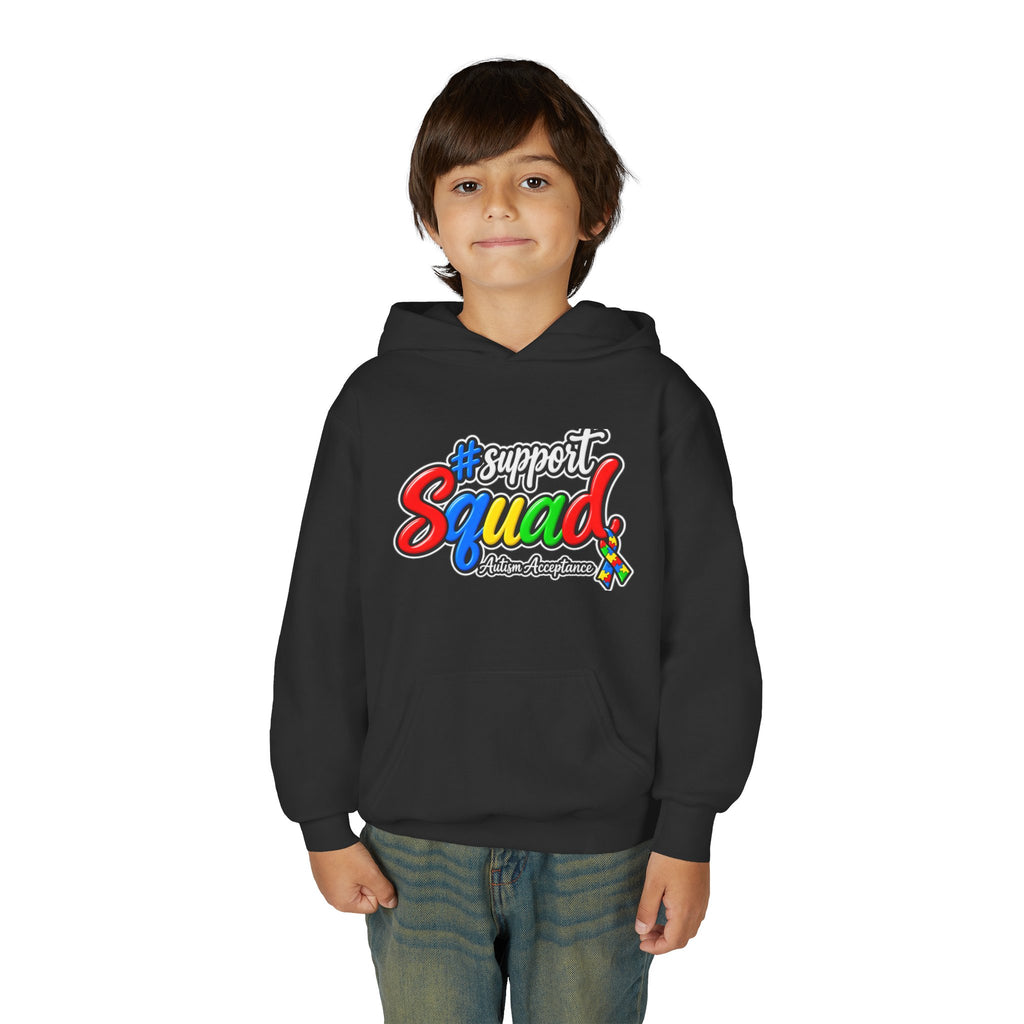 Support Squad Youth Hoodie, Autism Awareness Colorful Script Sweatshirt, Autism Acceptance Hoodie, Matching Family Squad Gift
