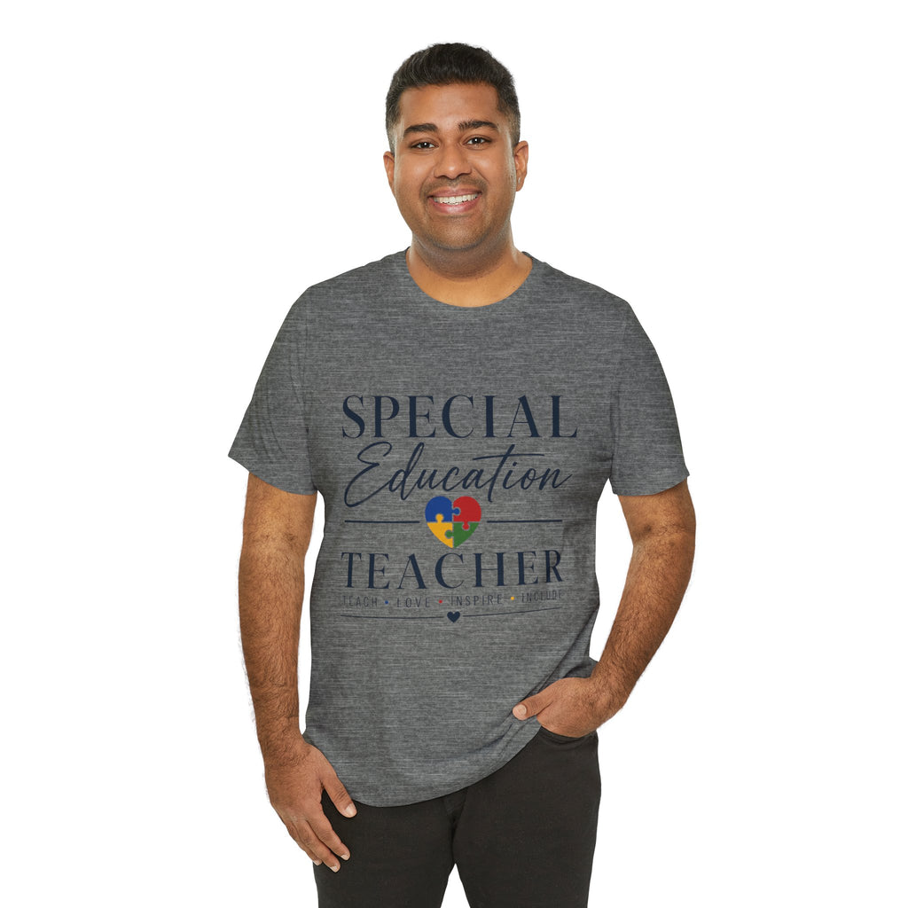 Special Education Teacher Shirt | Teach Love Inspire T-Shirt | Puzzle Heart Graphic Tee | Autism Acceptance Gift | Inclusive Teacher