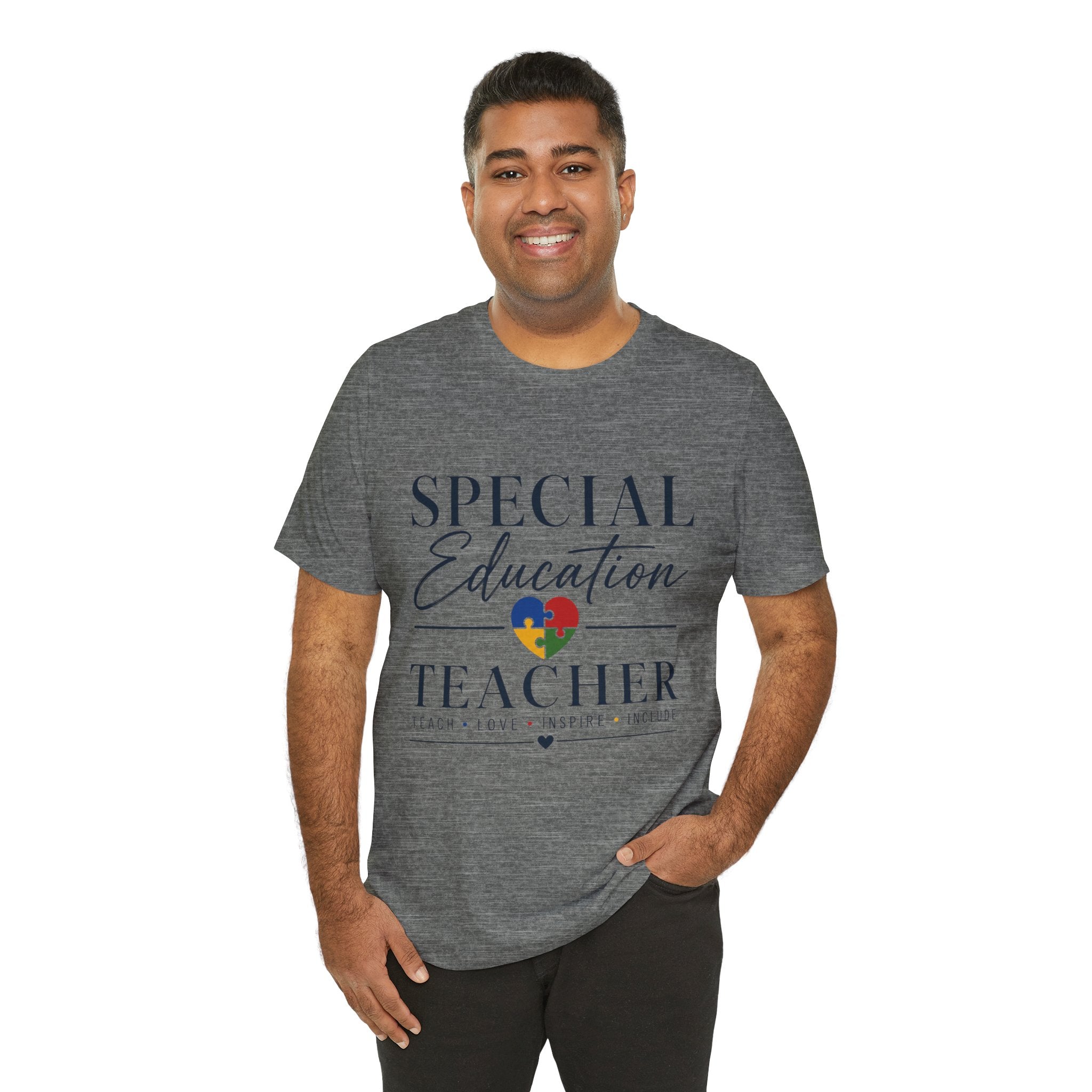 Special Education Teacher Shirt | Teach Love Inspire T-Shirt | Puzzle Heart Graphic Tee | Autism Acceptance Gift | Inclusive Teacher