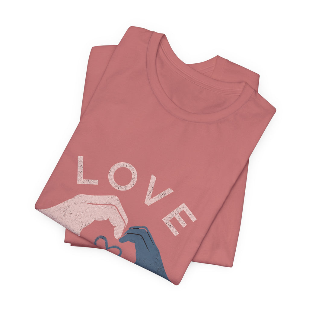 Love Makes Us Strong Autism Acceptance T-Shirt | Heart Hands Tee