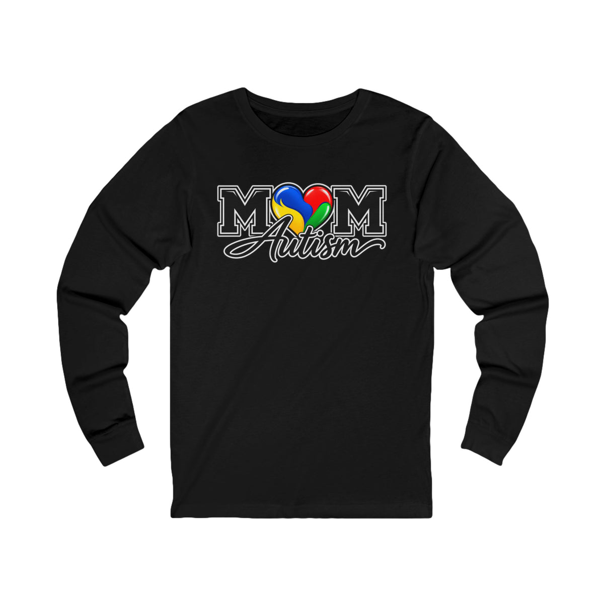Autism Mom Heart Puzzle Long Sleeve Tee, Rainbow Puzzle Awareness Shirt, Autism Mom Gift, Autism Acceptance Family Apparel