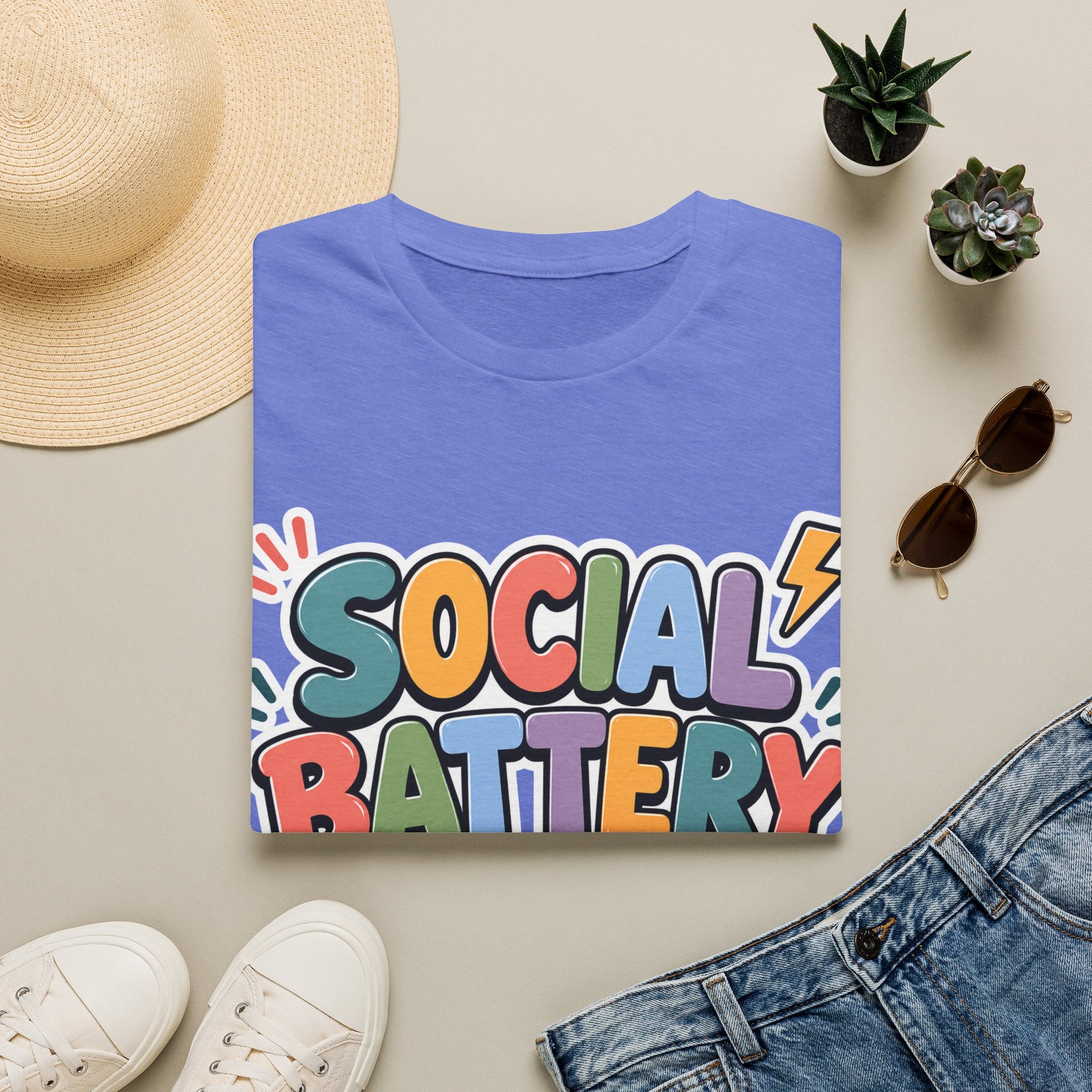 Social Battery Drained T-Shirt — Funny Introvert Graphic Tee