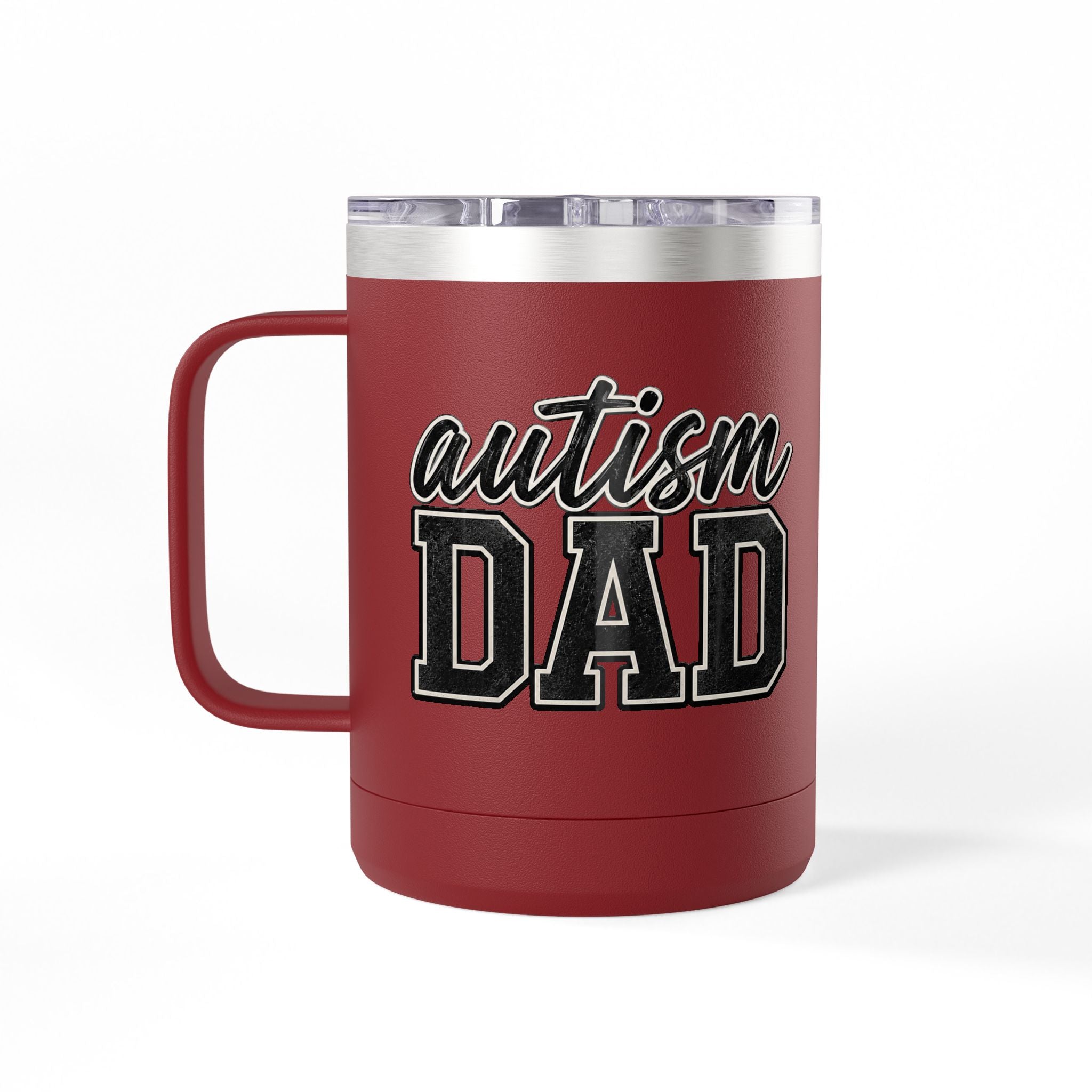 Autism Dad Minimalist Script & Block Logo Mug | 15oz Insulated Tumbler