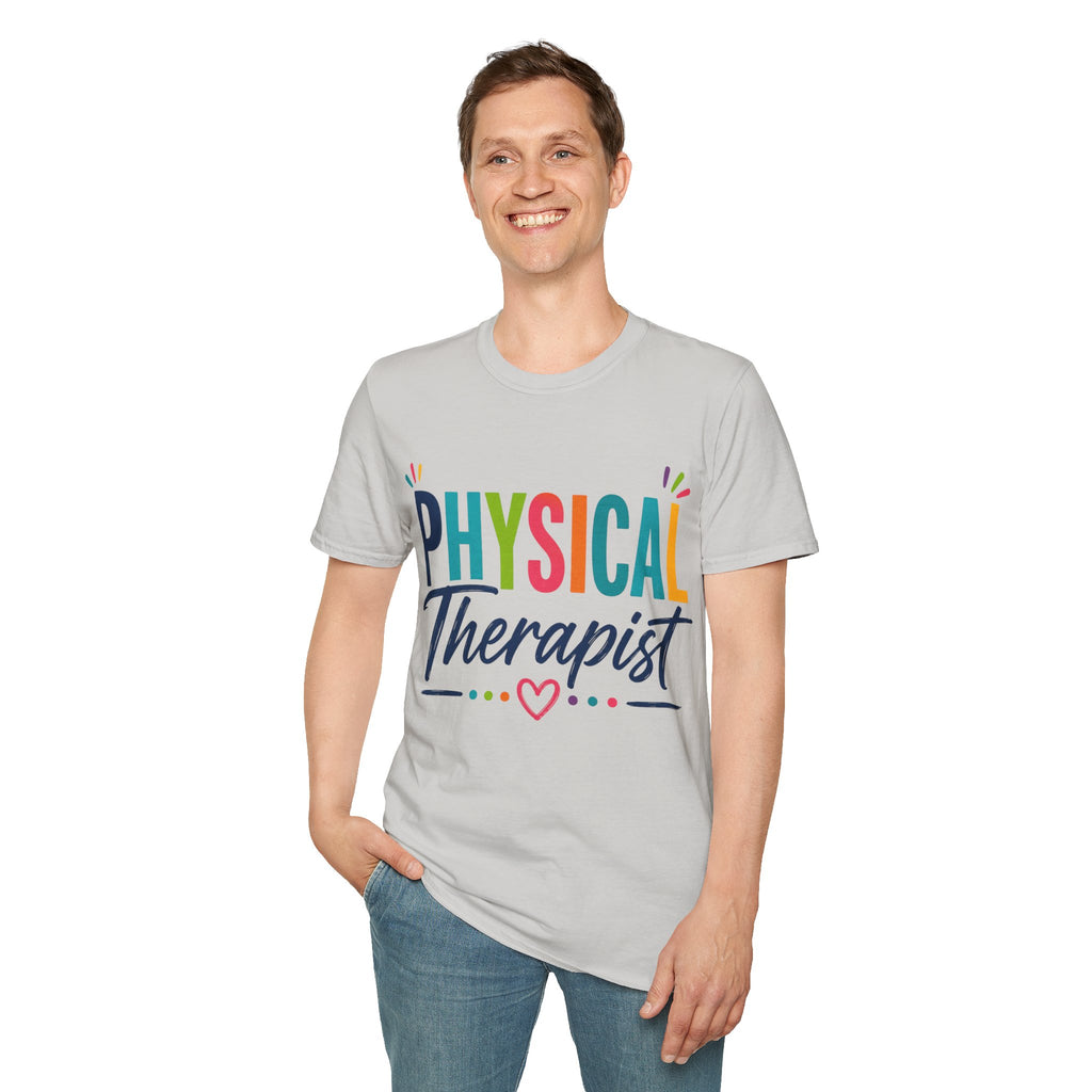 Physical Therapist Shirt | Colorful Typography Heart T-Shirt | Physical Therapy Gift | Healthcare Professional Apparel | Therapist Shirt