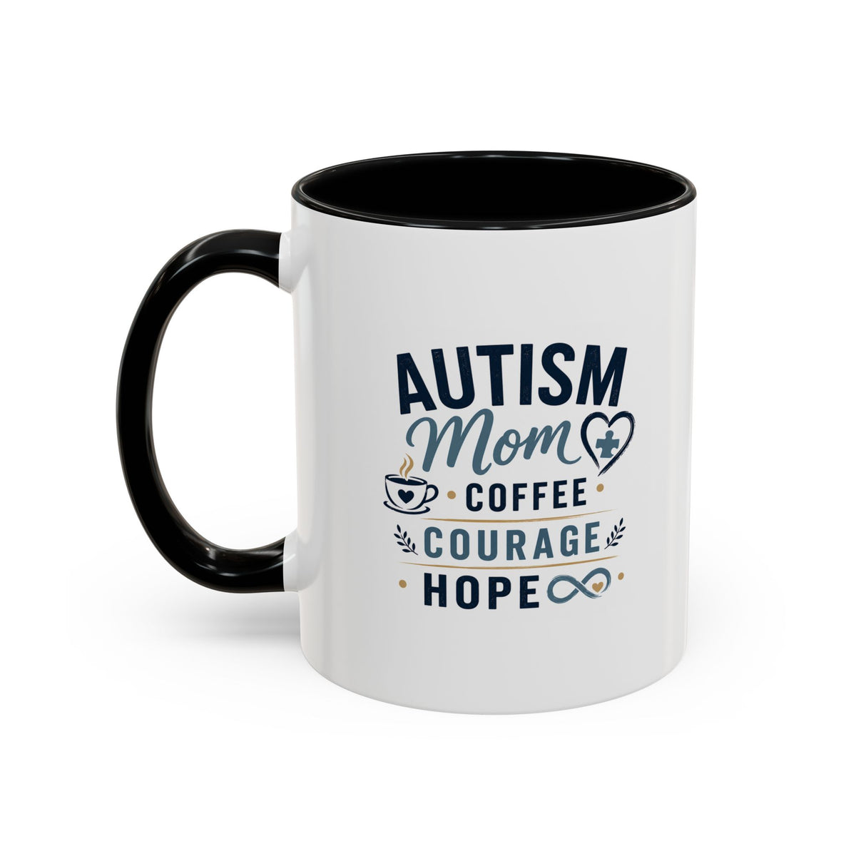 Autism Mom Coffee Mug | Accent Ceramic Mug 11oz  15oz | Puzzle Heart Infinity Design | Autism Awareness  Acceptance Gift | Special Needs