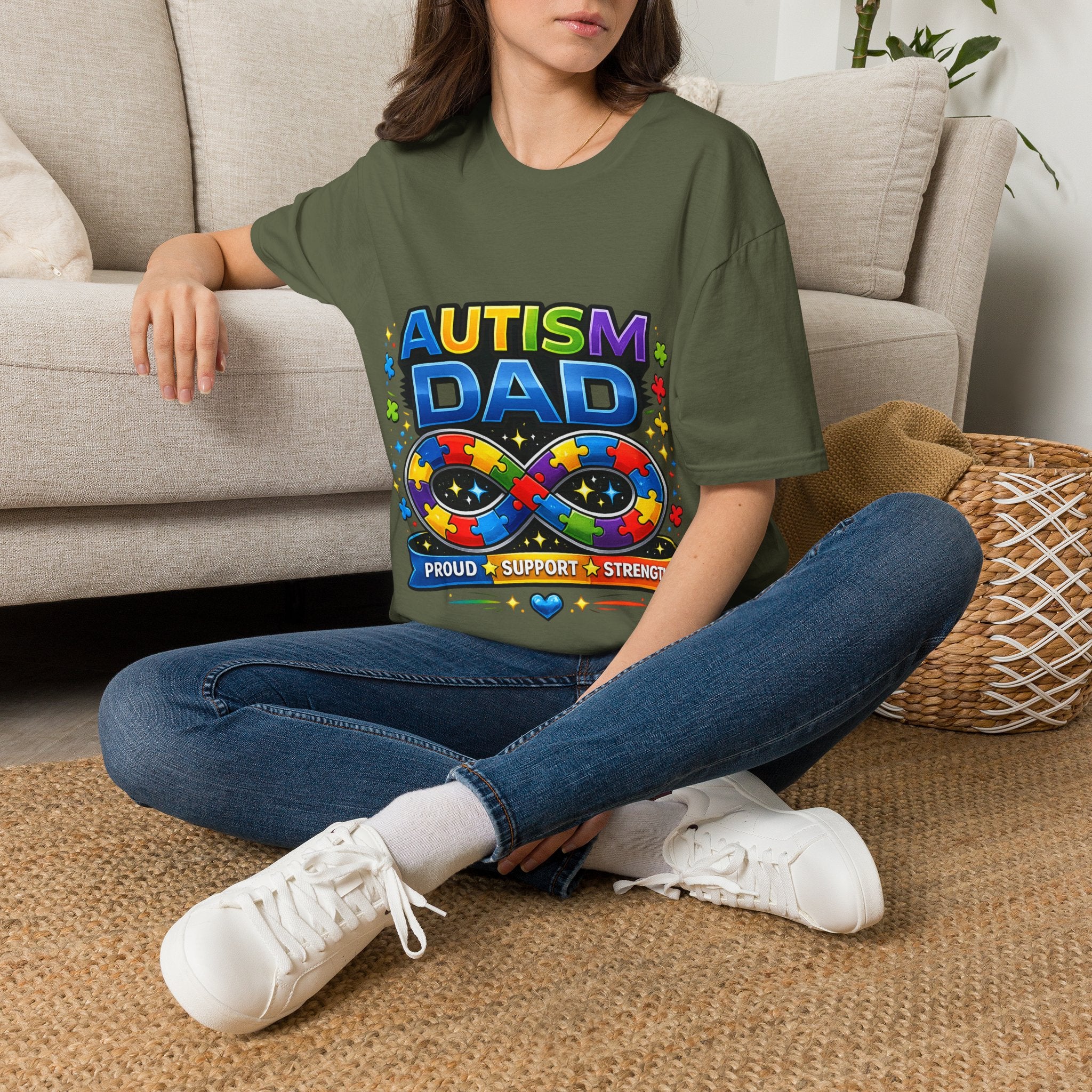 Autism Dad Shirt | Proud Autism Father Tee | Infinity Puzzle Ribbon T-Shirt | Autism Awareness Gift for Dad | Neurodiversity Support