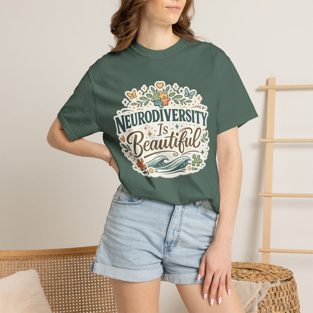 Neurodiversity Is Beautiful T-shirt | Floral Wave Awareness Tee